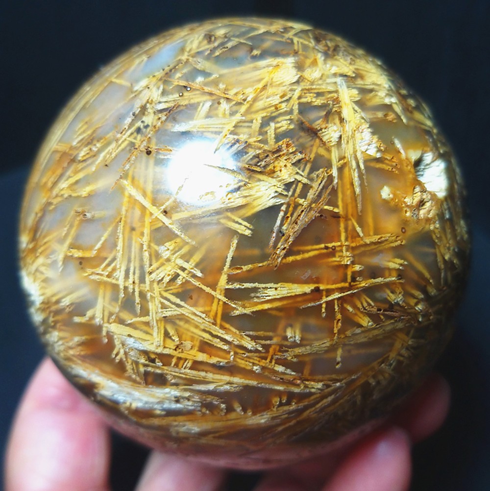 RARE 558.5g Natural Golden Hair Rutilated Agate Crystal Sphere Healing A4844