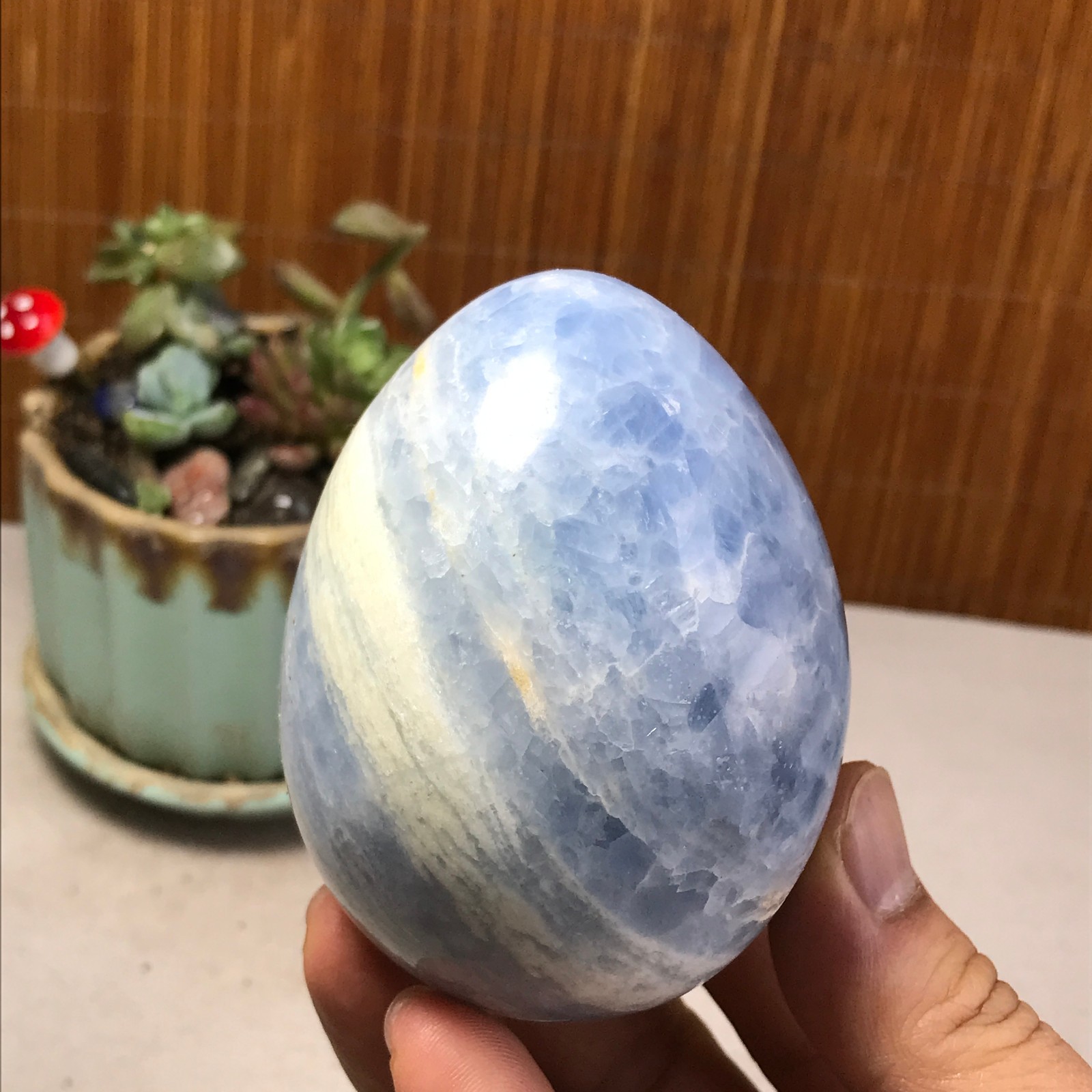 80-60-60mm NATURAL Blue Celestite egg quartz Crystal Healing gift 430g A5212