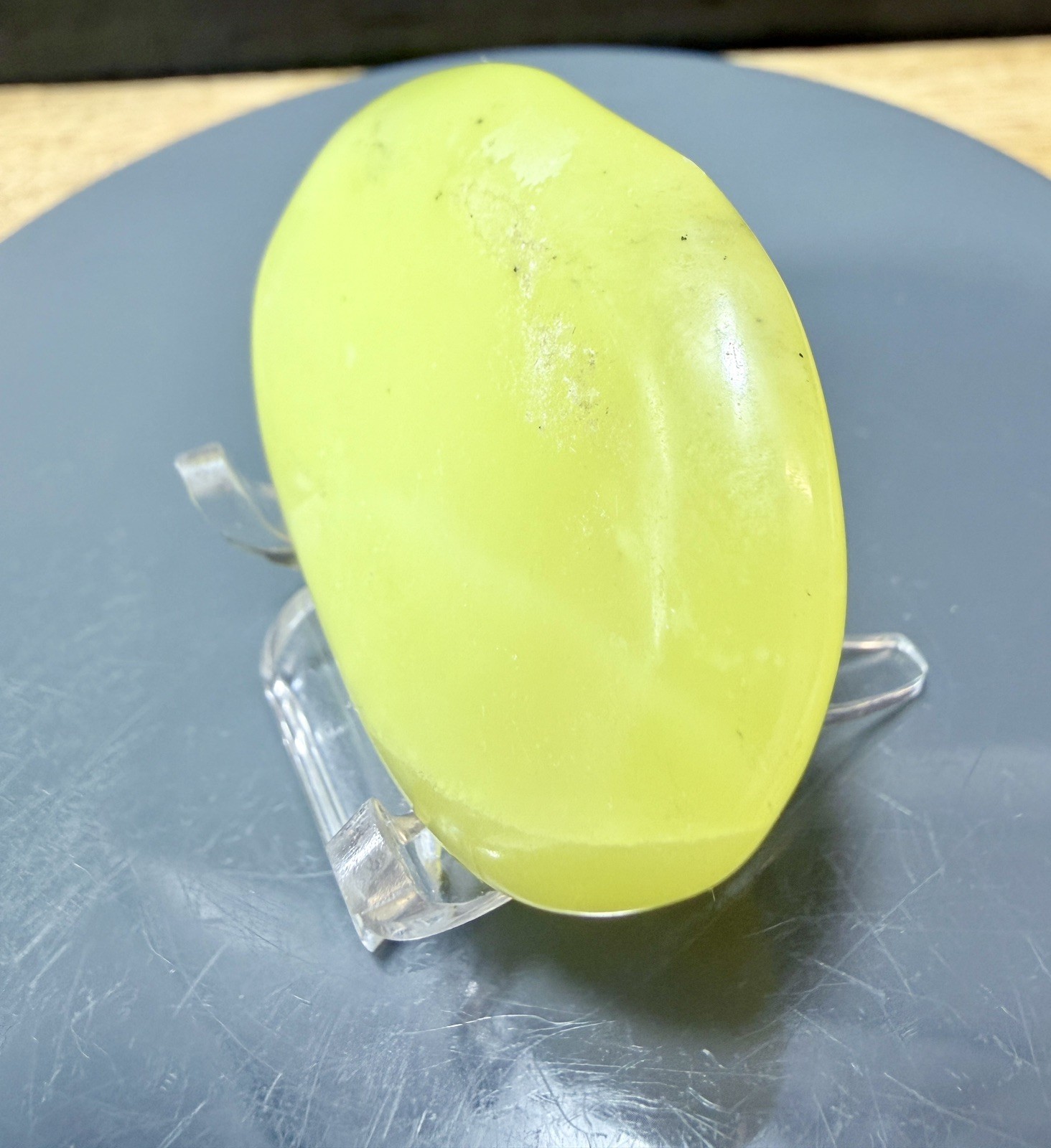 Crystal Lemon Jade Palm Stone Flat Healing Spiritual Collect yellow pocket 27g 3