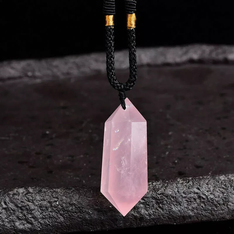 Natural Rose Quartz Pendant Healing Gemstone Crystal Women Men Necklace Gift New