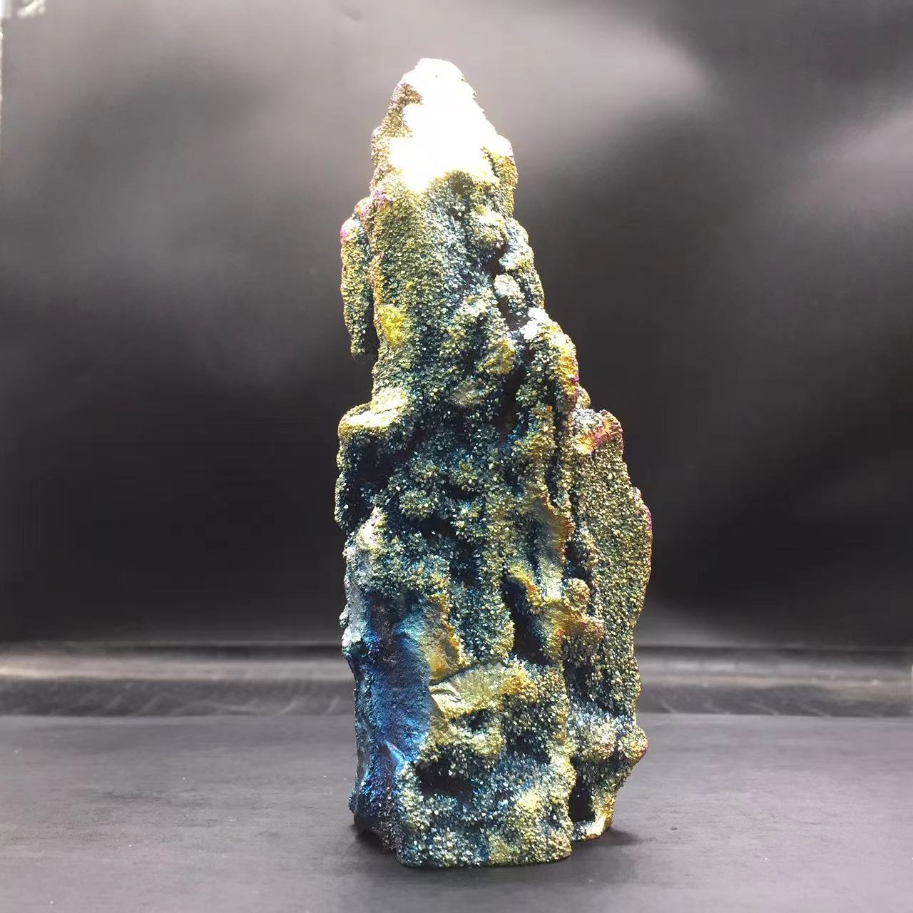 Angel Aura Natural Sphalerite Druzy Crystal Geode Point Pillar Healing Decorate