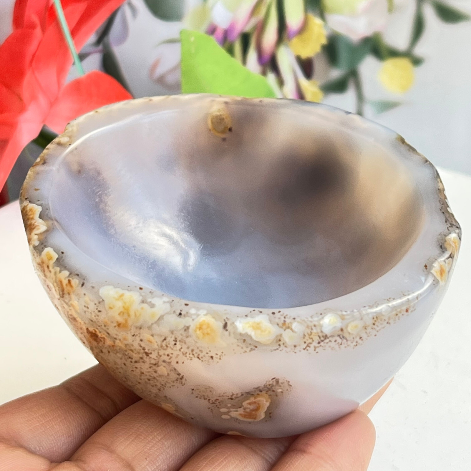 257g TOP Rare Natural Agate ashtray Polished Coin Dish Madagascar MD9