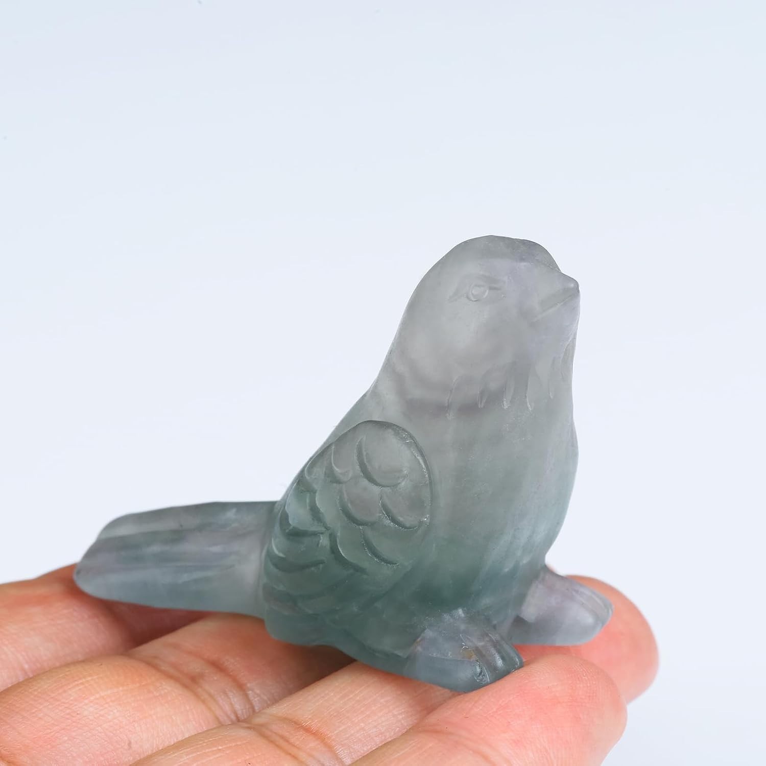 Hand-Carved Fluorite Bird Figurine – 2.2in Crystal Art Deco Decor for Meditat…