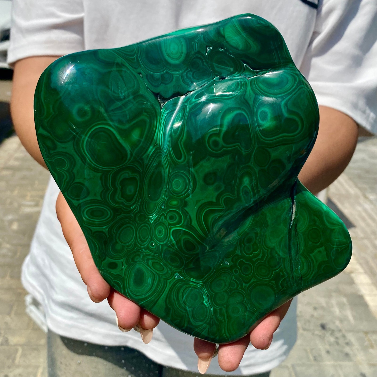 5.04LB Natural glossy Malachite transparent cluster rough mineral sample