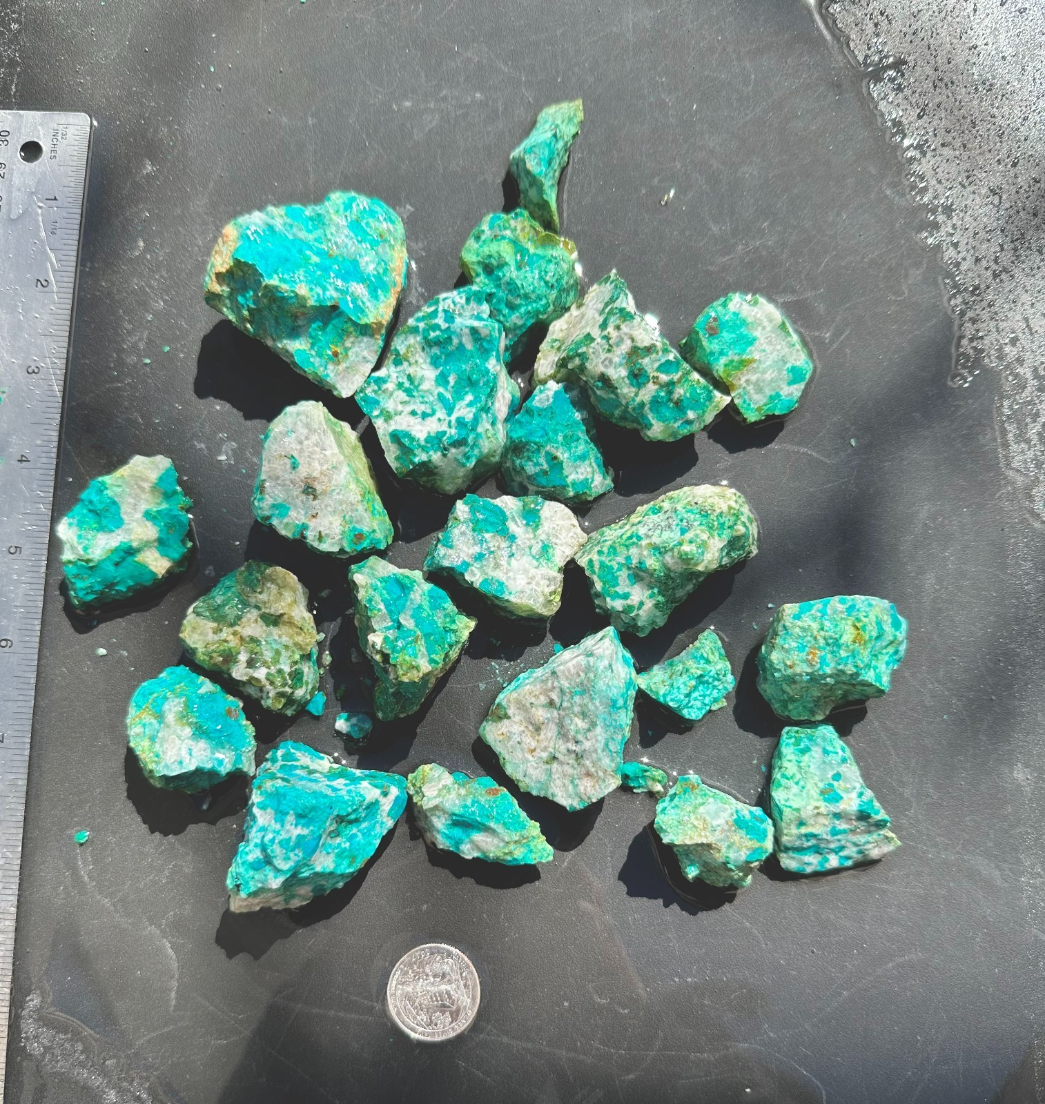 Natural Chrysocolla Rough 620 grams, Chrysocolla in Quartz for Tumbling Lapidary