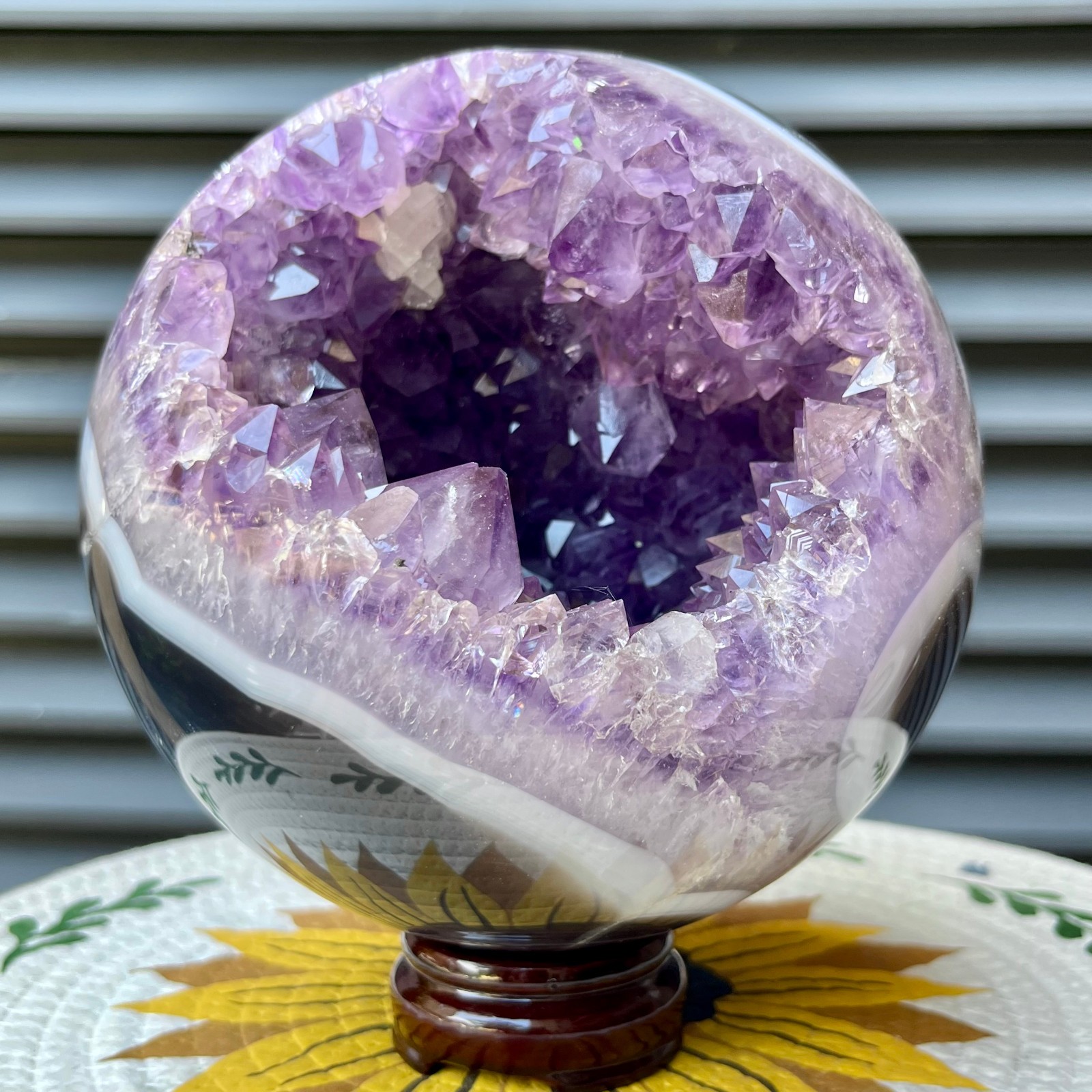 9.9 lb Natural Amethyst Geode Sphere Crystal Druzy Ball Gift Display Decor