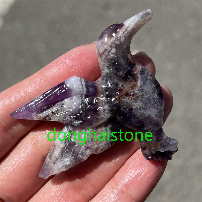 2.4″ Natural Dreamy Amethyst Phoenix bird Skull Quartz Crystal Skull Healing 1PC