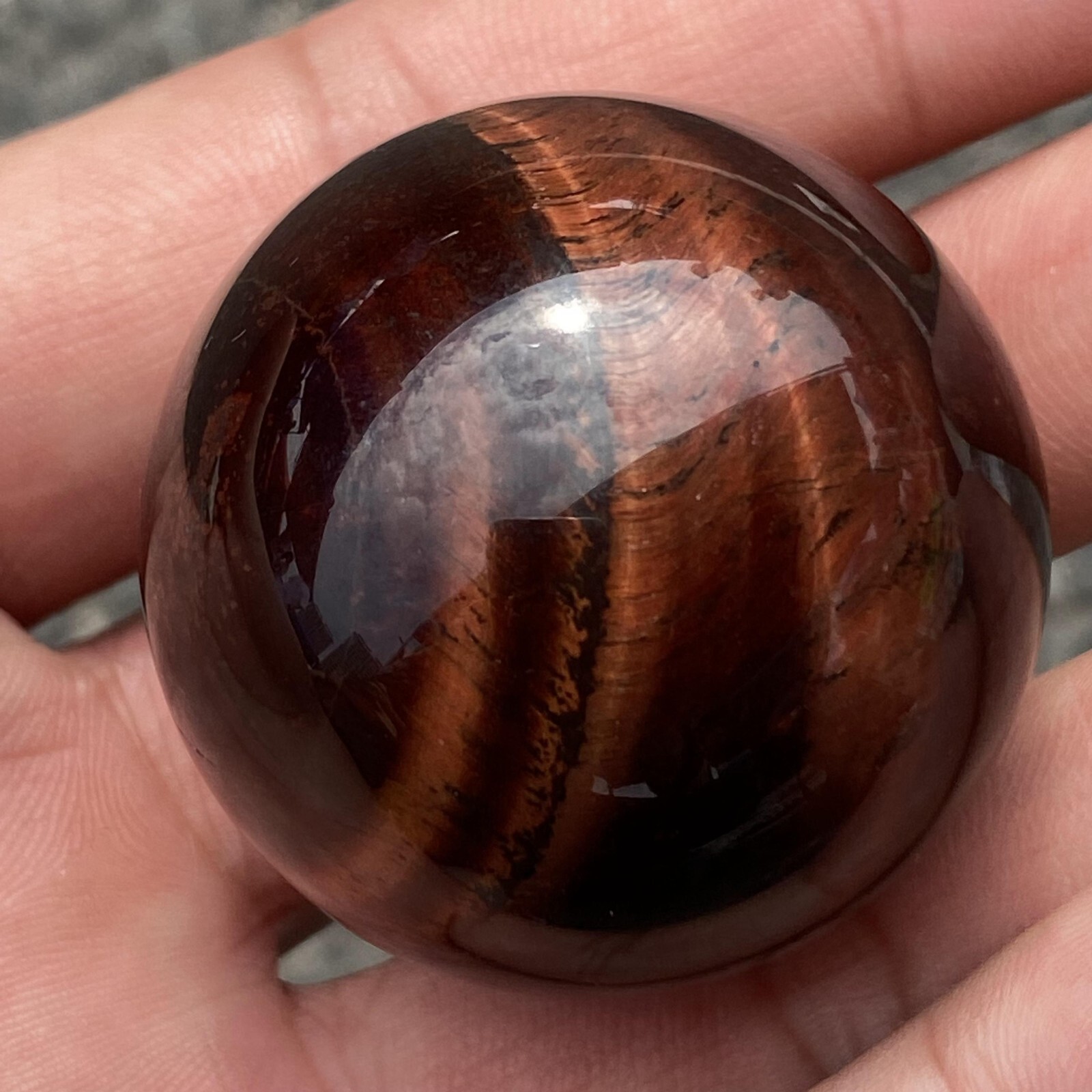1pc Natural red Tiger’s eye Ball Quartz Crystal Sphere Reiki Healing 35mm+