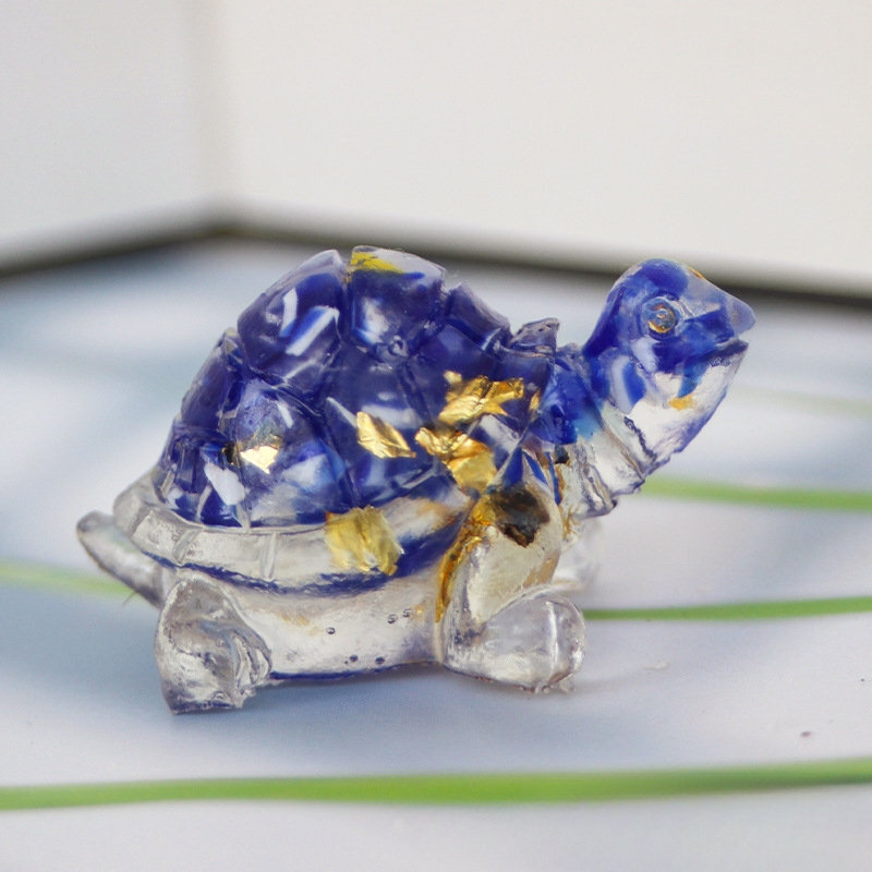 Natural Lapis Lazuli Quartz Crystal Tortoise Epoxy Resin Gemstone Turtle Healing