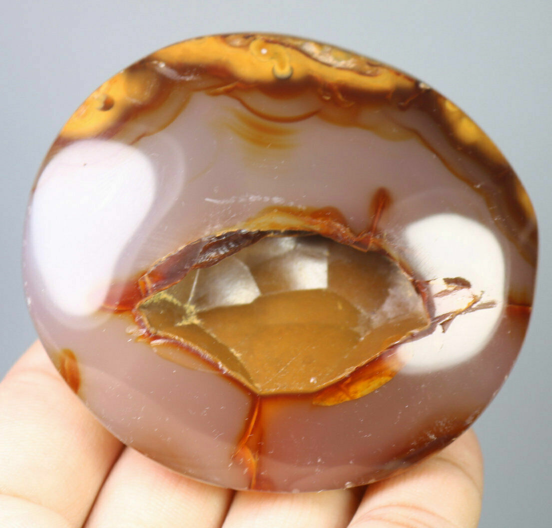 239g Natural Red Carnelian Agate Geode Quartz Crystal Agate Gem Stone Specimen