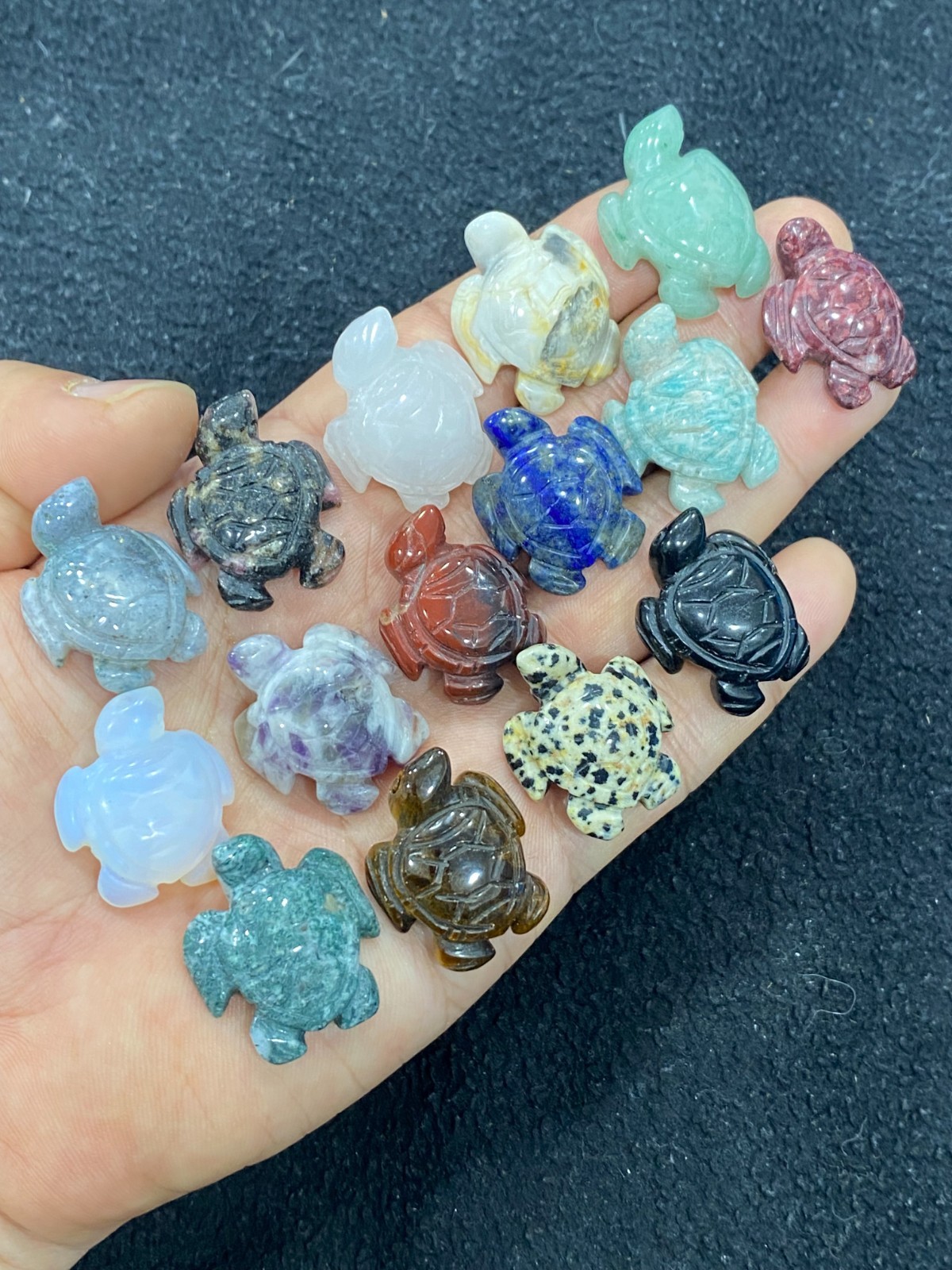 5pc Natural mix Quartz hand Carved Mini Sea turtle crystal Reiki healing