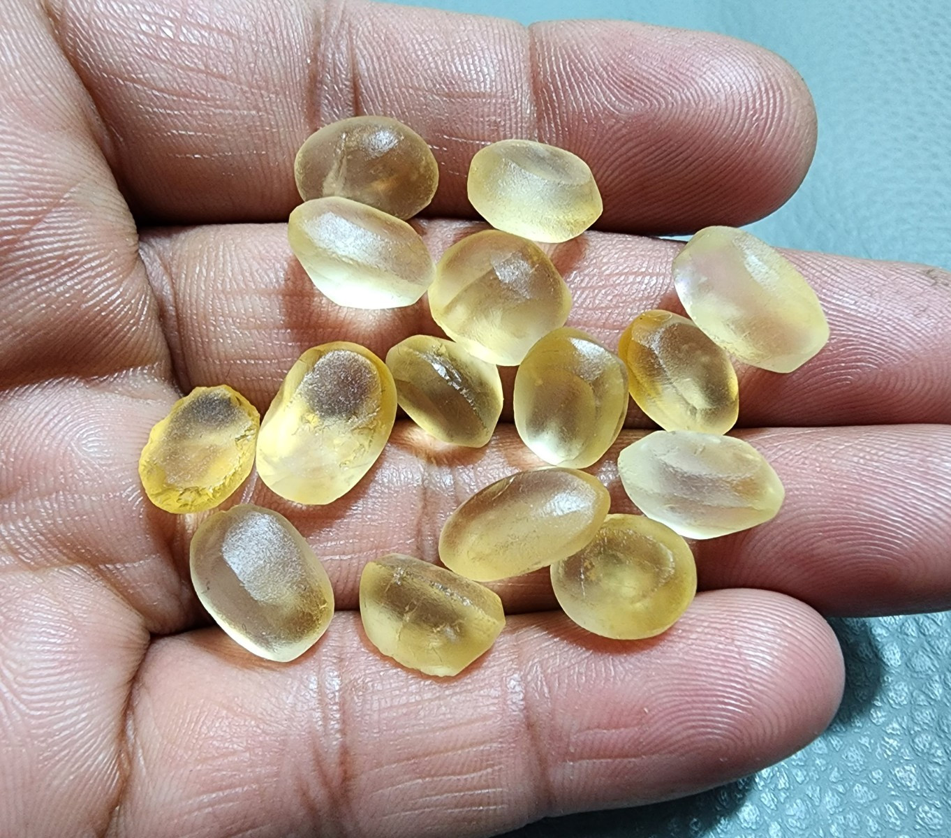 15pcs Top A+ Golden Citrine Topaz 10-13 MM Faceted Oval Cabochon Loose Gemstone