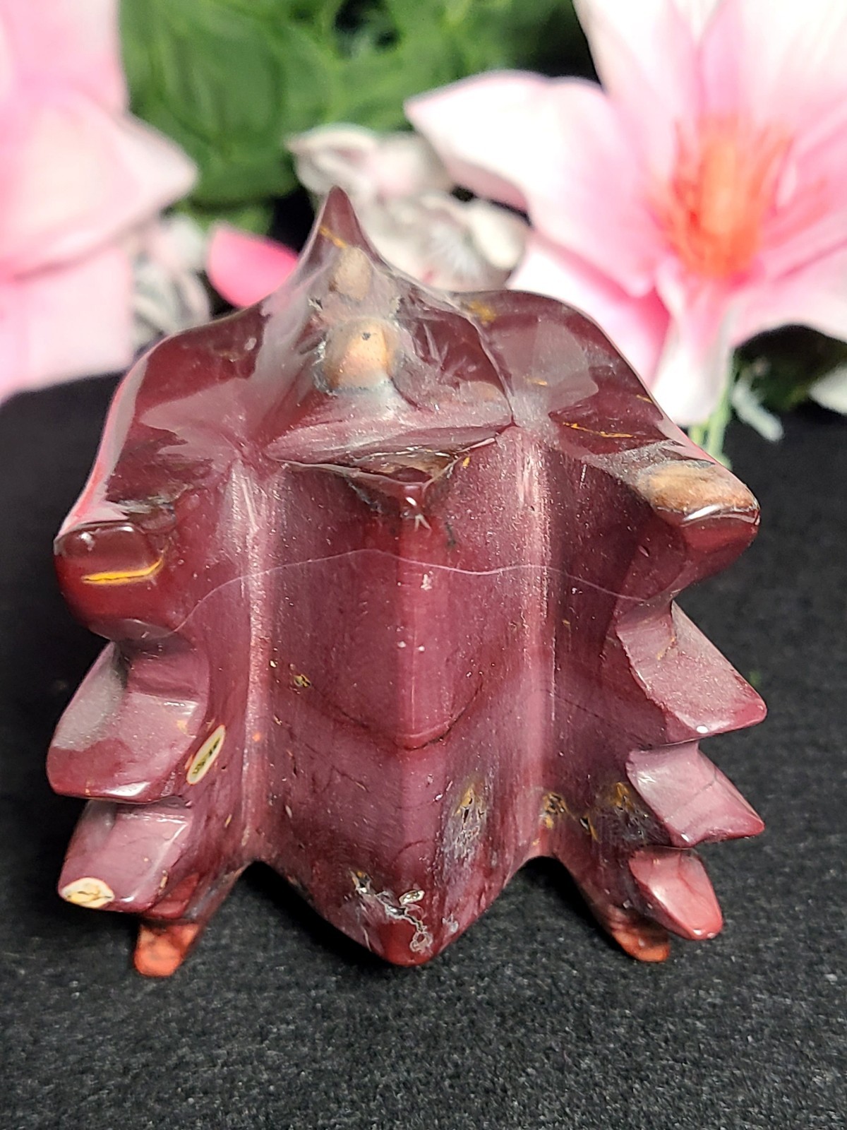 Rare Large 5.6″ 675g Dark Red Mookaite Dragon Skull Head Crystal Stone Statue