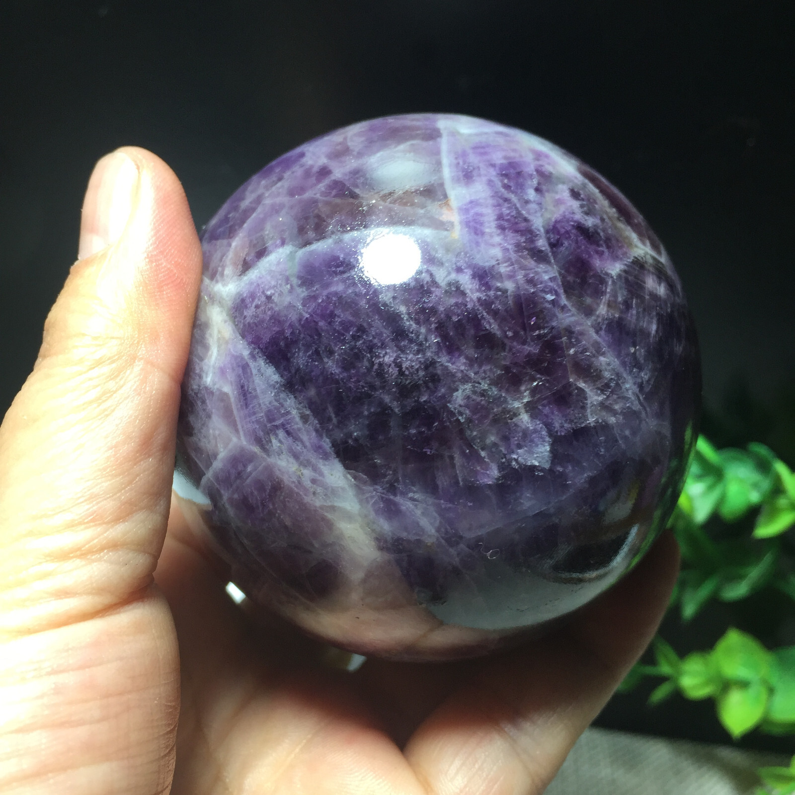 556g 73mm Natural Dreamy Amethyst ball quartz crystal sphere healing 214