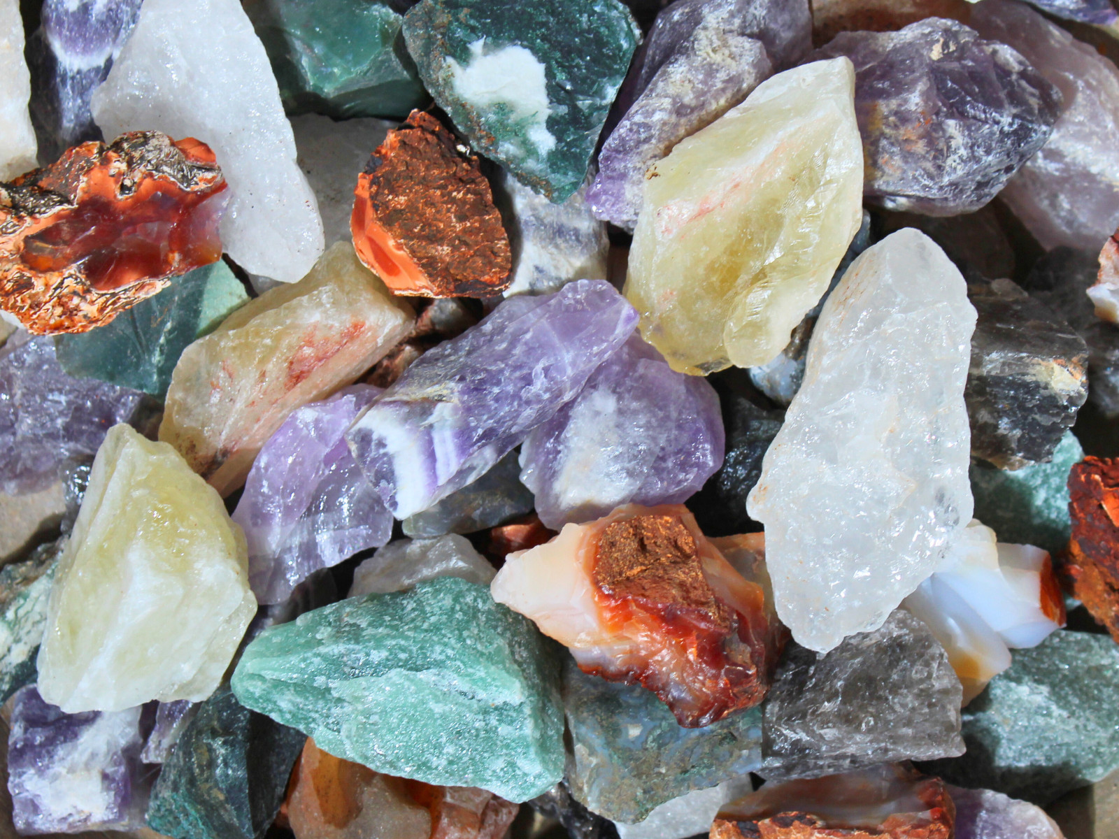 Quartz Mix – 11 Stone Variety Rough Rock for Tumbling -Bulk Wholesale 1LB option