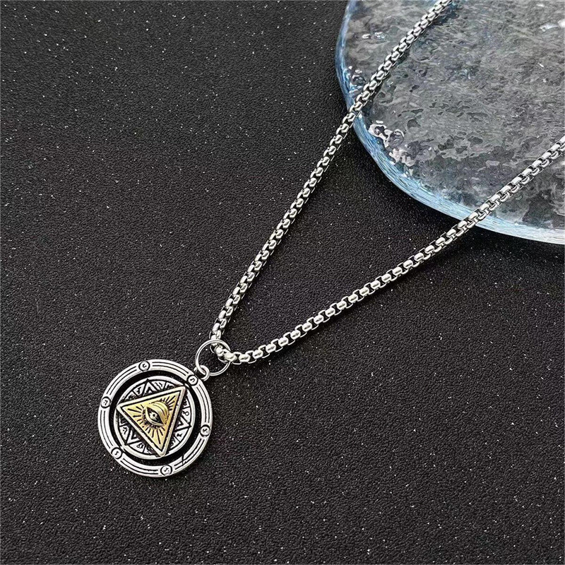 Men’s Fashion Jewelry Silver God’s eye Rotatable Pendant Necklace Gift 1PC