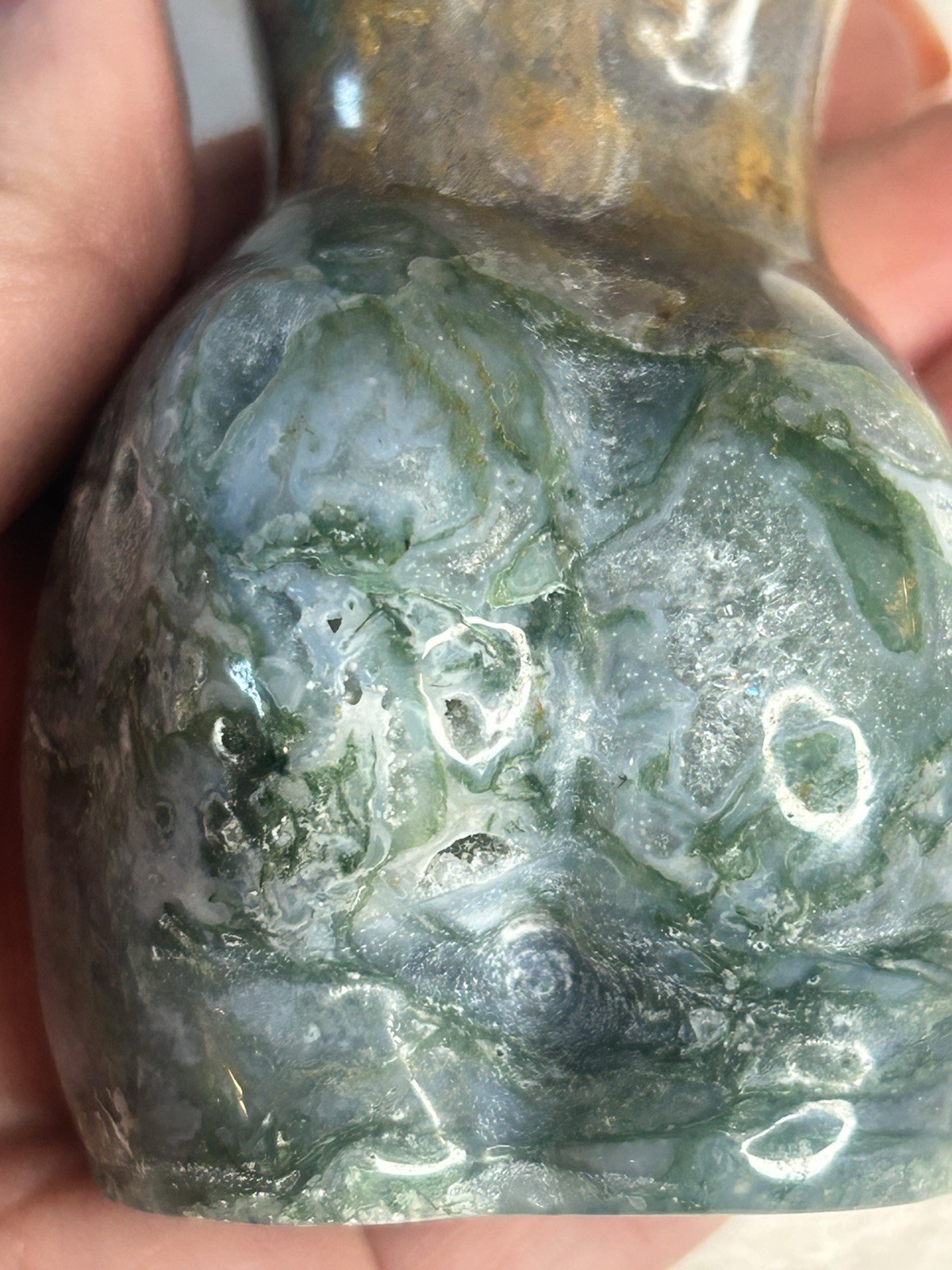4” Moss Agate Goddess Lady Body Carving | Natural Crystal Statue