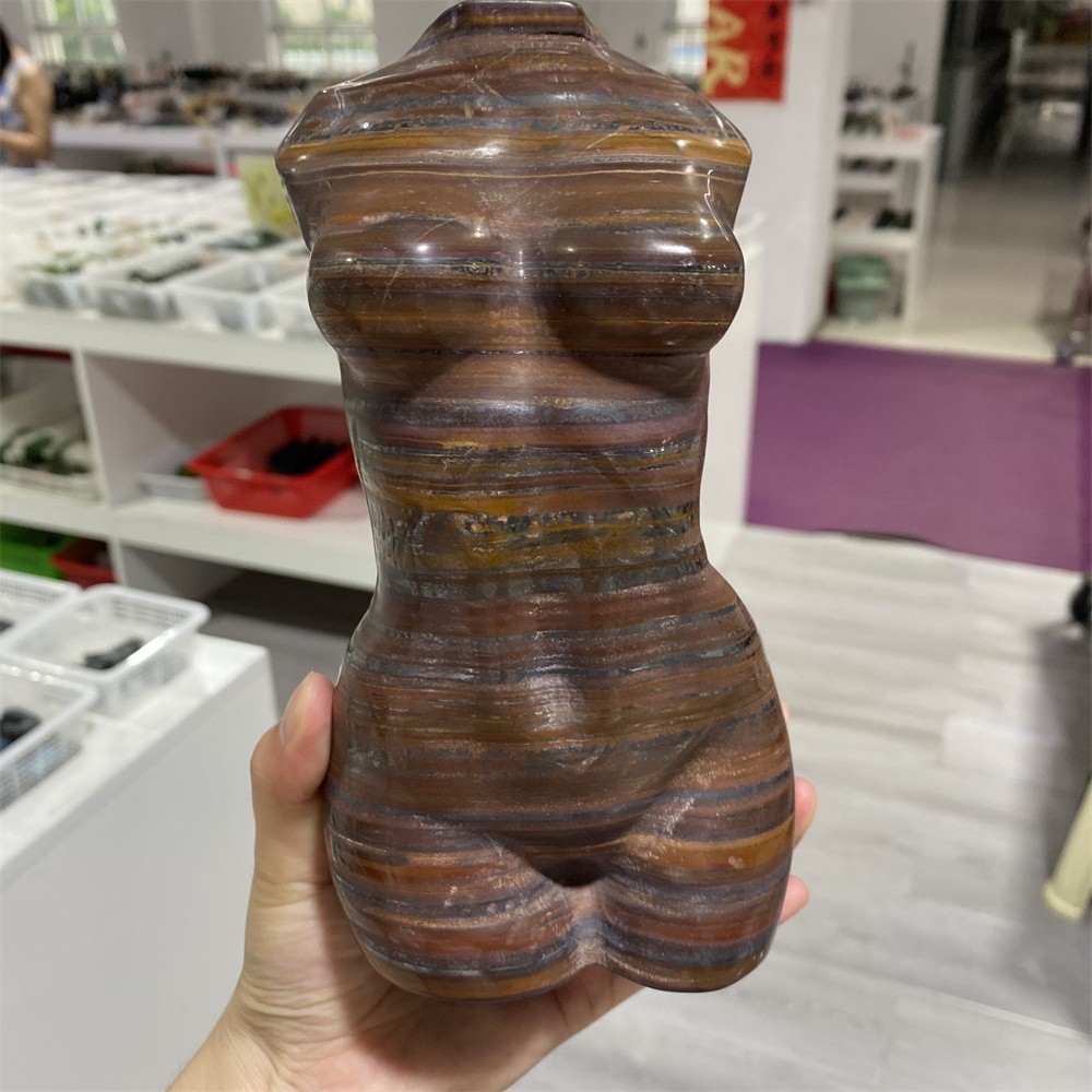5.8LB 7.3″Natural A+Iron Tiger Eye Lady Statue Crystal Carved Reiki QuartzDecor