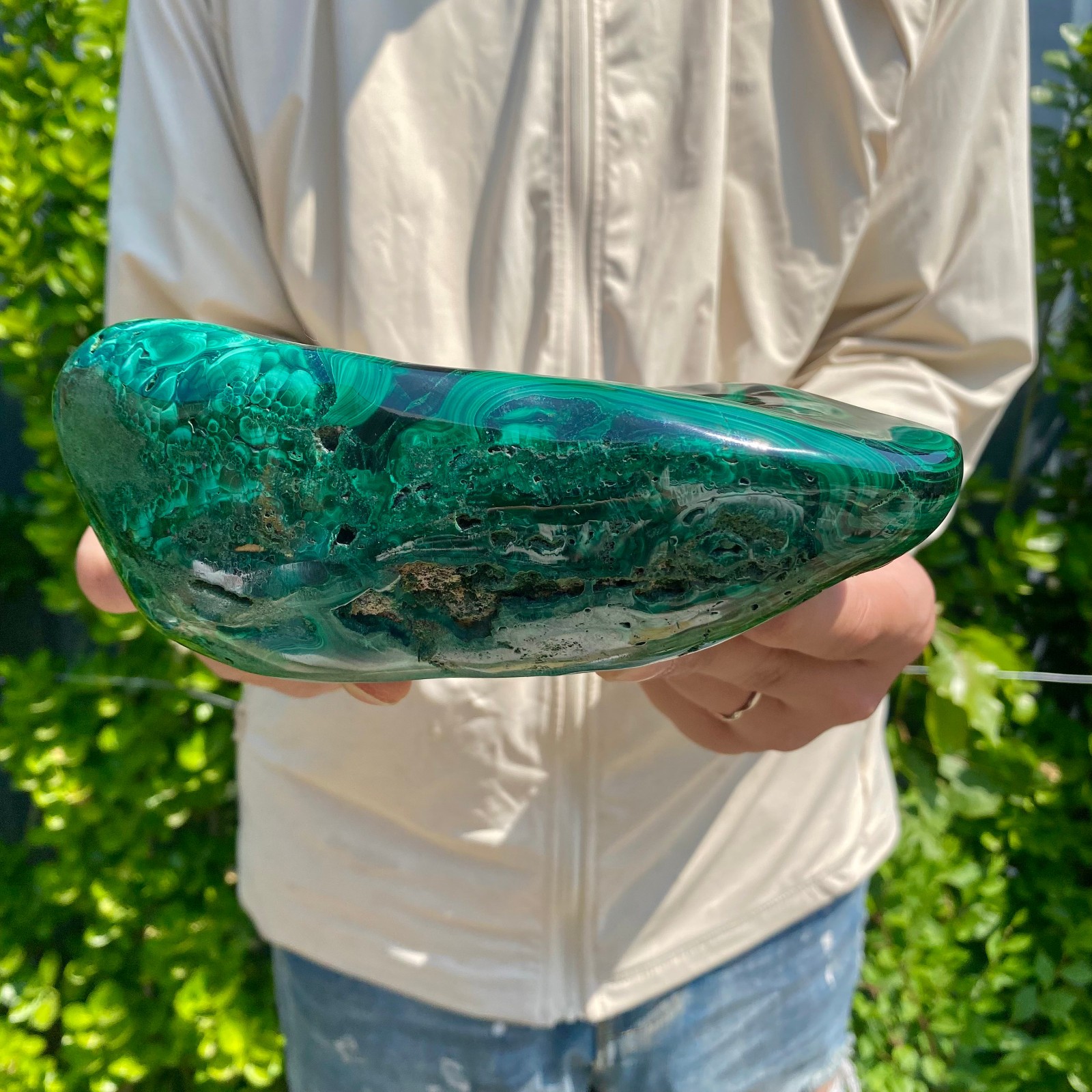4.6LB Natural glossy Malachite transparent cluster rough mineral sample