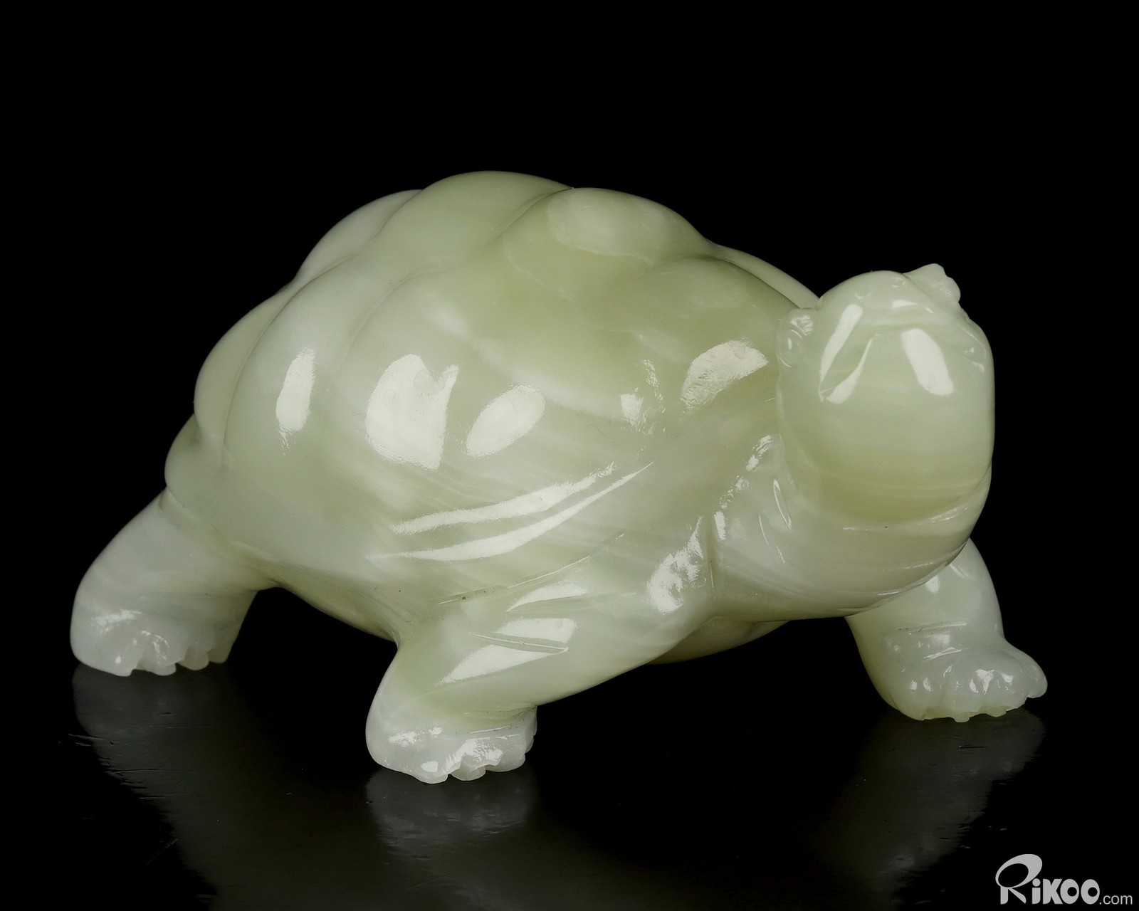 5.9″ Afghanistan Jade Hand Carved Crystal Turtle Sculpture, Crystal Healing