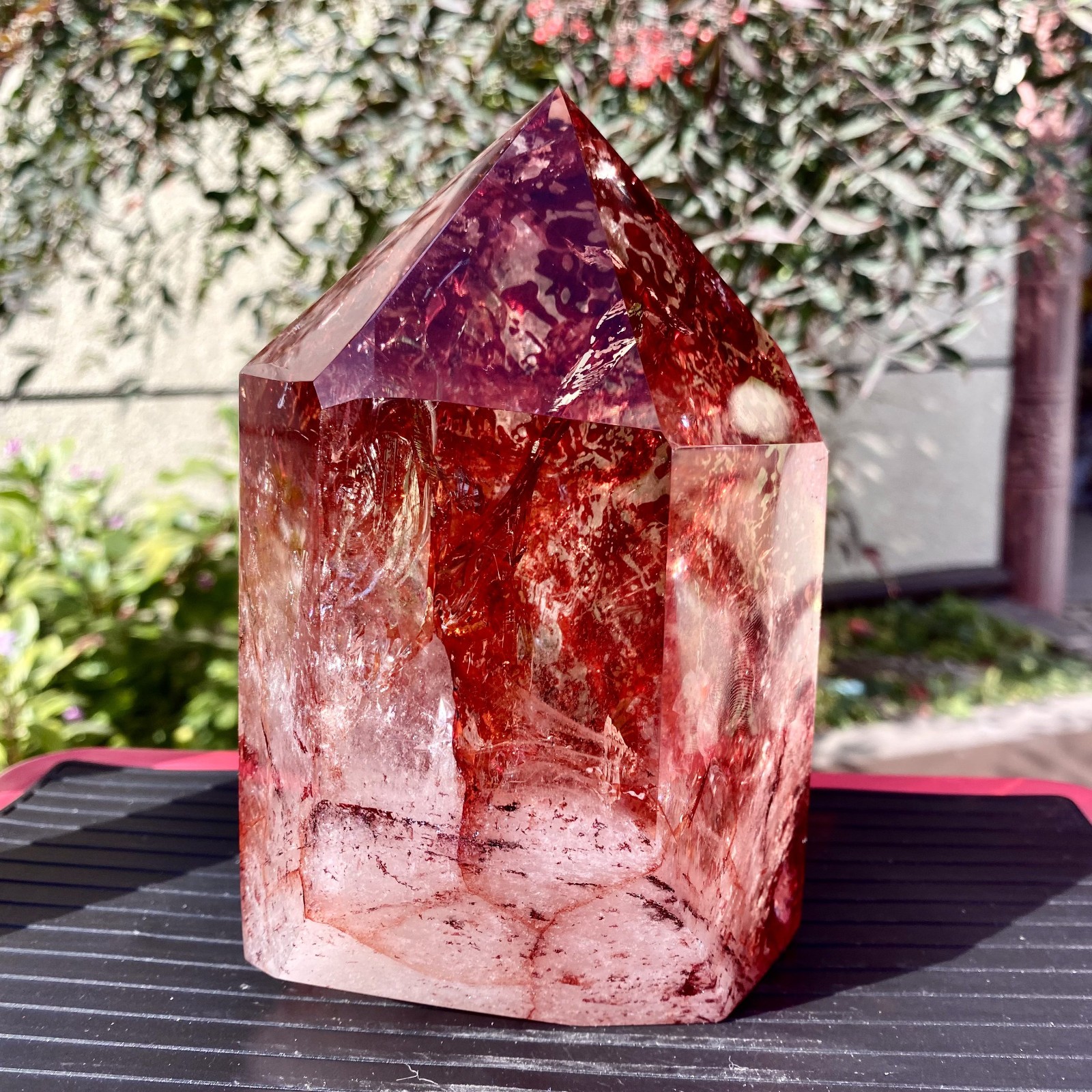 3.92LB Natural Crystal Red Ghost Quartz Mine Crystal Tower Decoration-