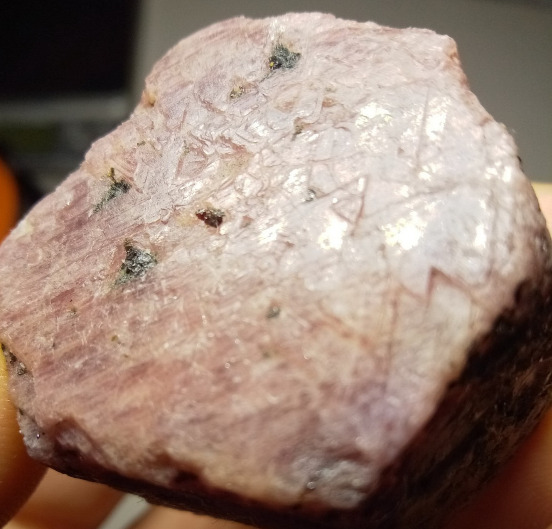 Ruby Corundum Record Keeper Triangles Biotite Mica with UV Reactive Fluorescent