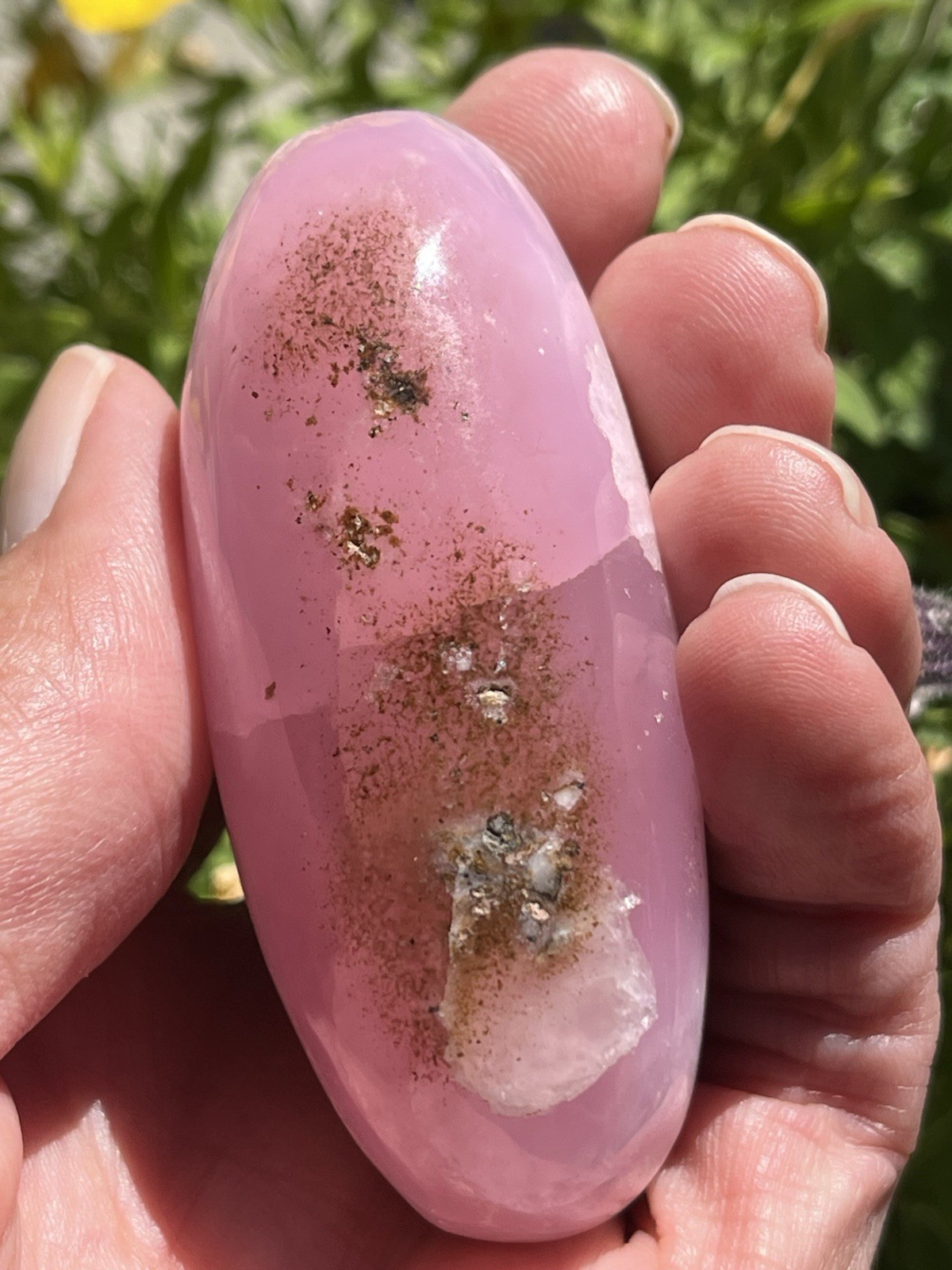 “Gemmy” Pink Aragonite Palmstone