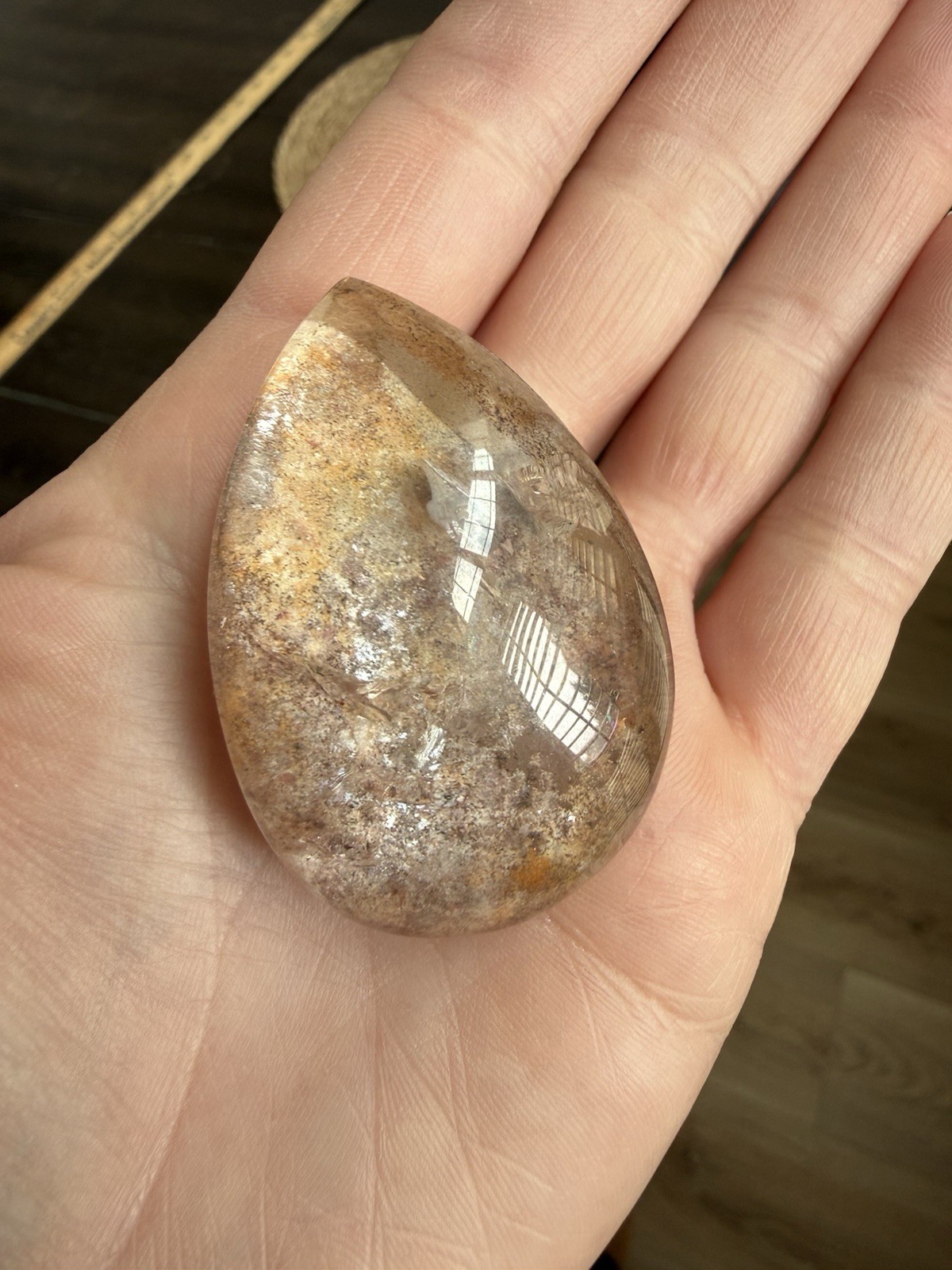 Garden Quartz Teardrop Cabochon Loose Gemstone Lodolite Crystal Cab 2in 51mm