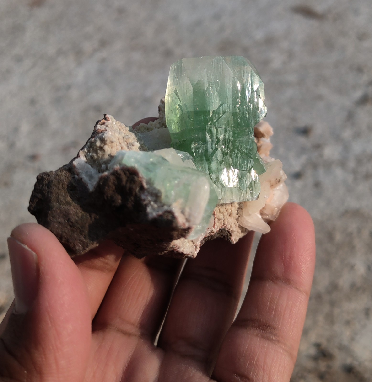 Green Apophyllite with Heulandite & Stilbite Natural Mineral specimen