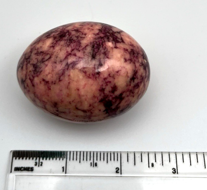 2 Natural Solid Veined Crystal Egg Polished Gemstone 222g Pink Red Purple Gray