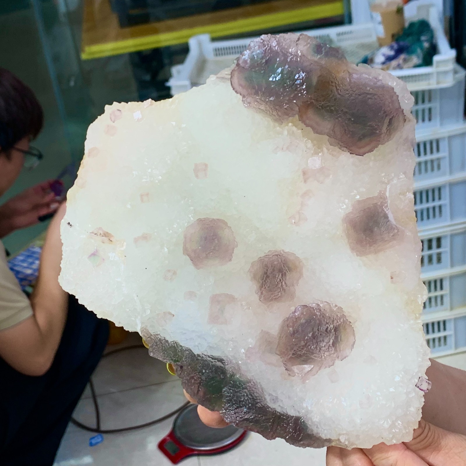 5.96LB Natural Bubble fluorite Purple cubic mineral crystal sample/Zhejiang