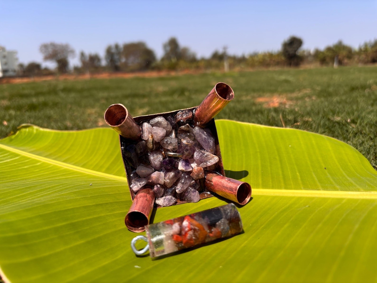 Nubian Copper Plated Healing Crystal Pyramid connector kit only