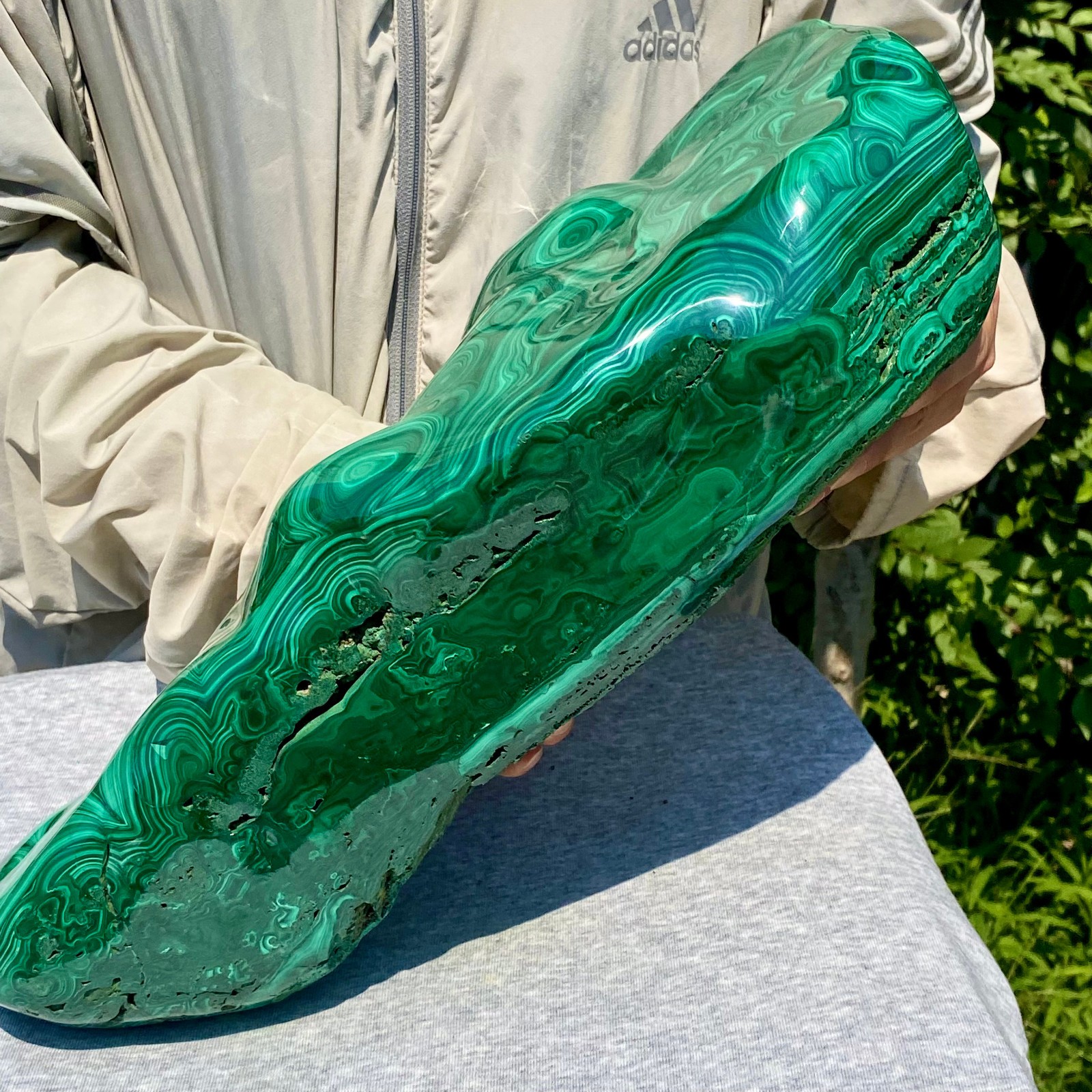 35.05LB Natural glossy Malachite transparent cluster rough mineral sample