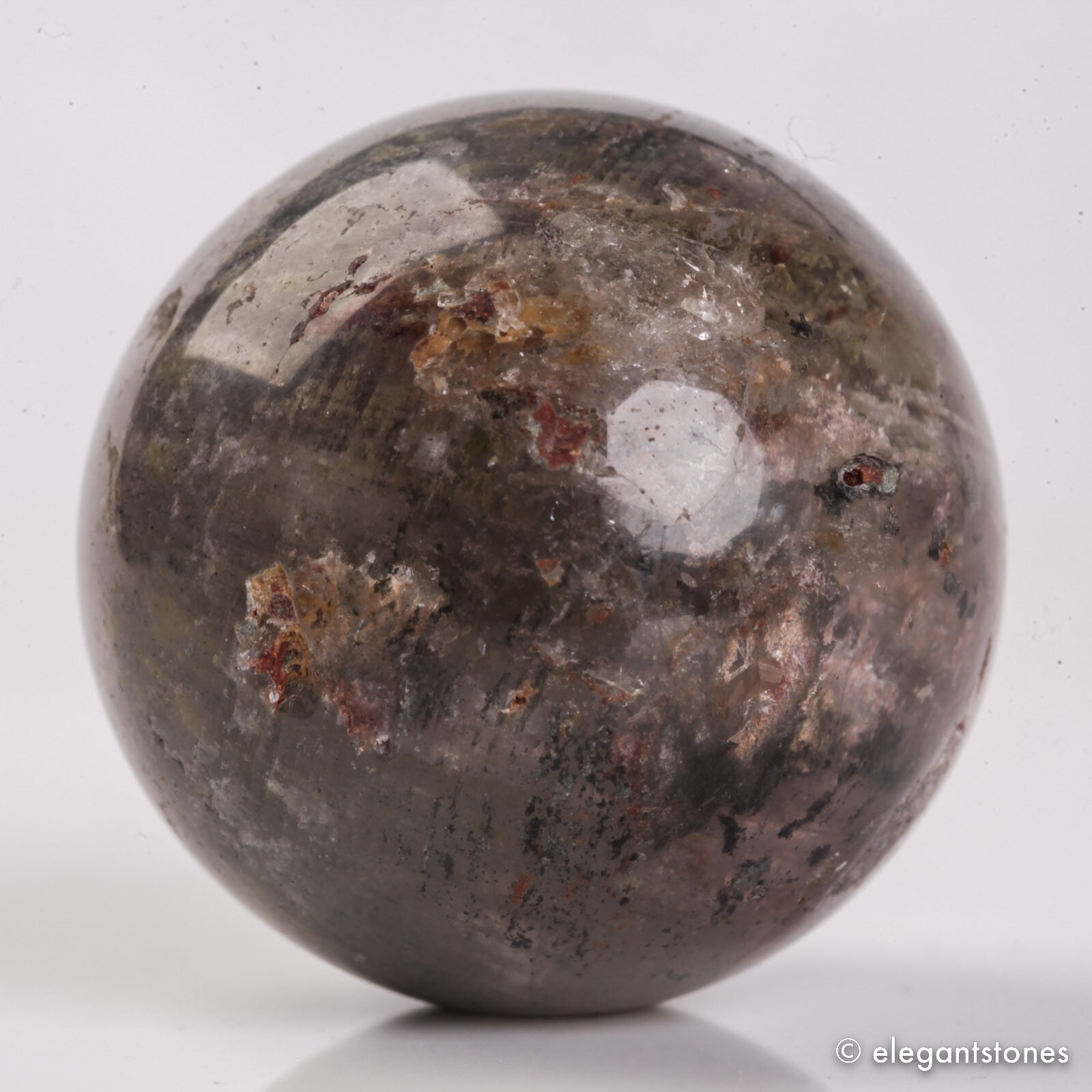 53g34mm Natural Garden/Phantom/Ghost/Lodolite Quartz Crystal Sphere Healing Ball