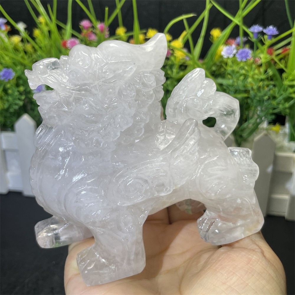 1.1LB 3.9″ Natural A++Clear Quartz Qilin Crystal Quartz Reiki Gift Mineral Decor