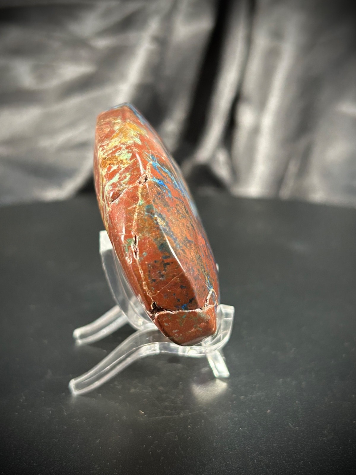2.96″ Shattuckite Large Palmstone With Acrylic Stand 4.3oz (124 grams)
