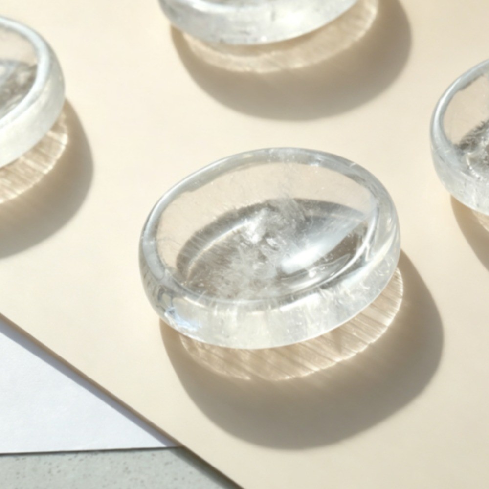 Natural Clear Quartz Bowl Crystal Carved Healing Stone Dish for Jewelry Decor