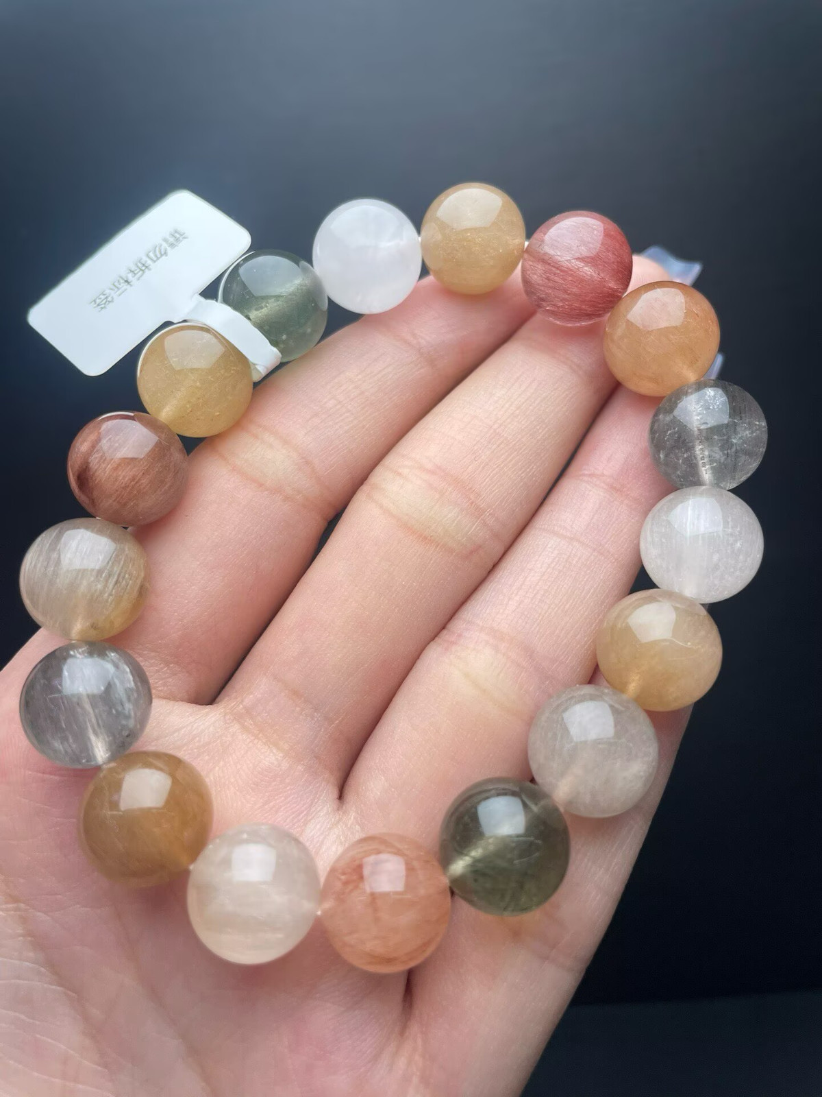 13mm Natural rabbit hair Bead Bracelet Reiki Crystal Quartz Healing Decorate 1pc