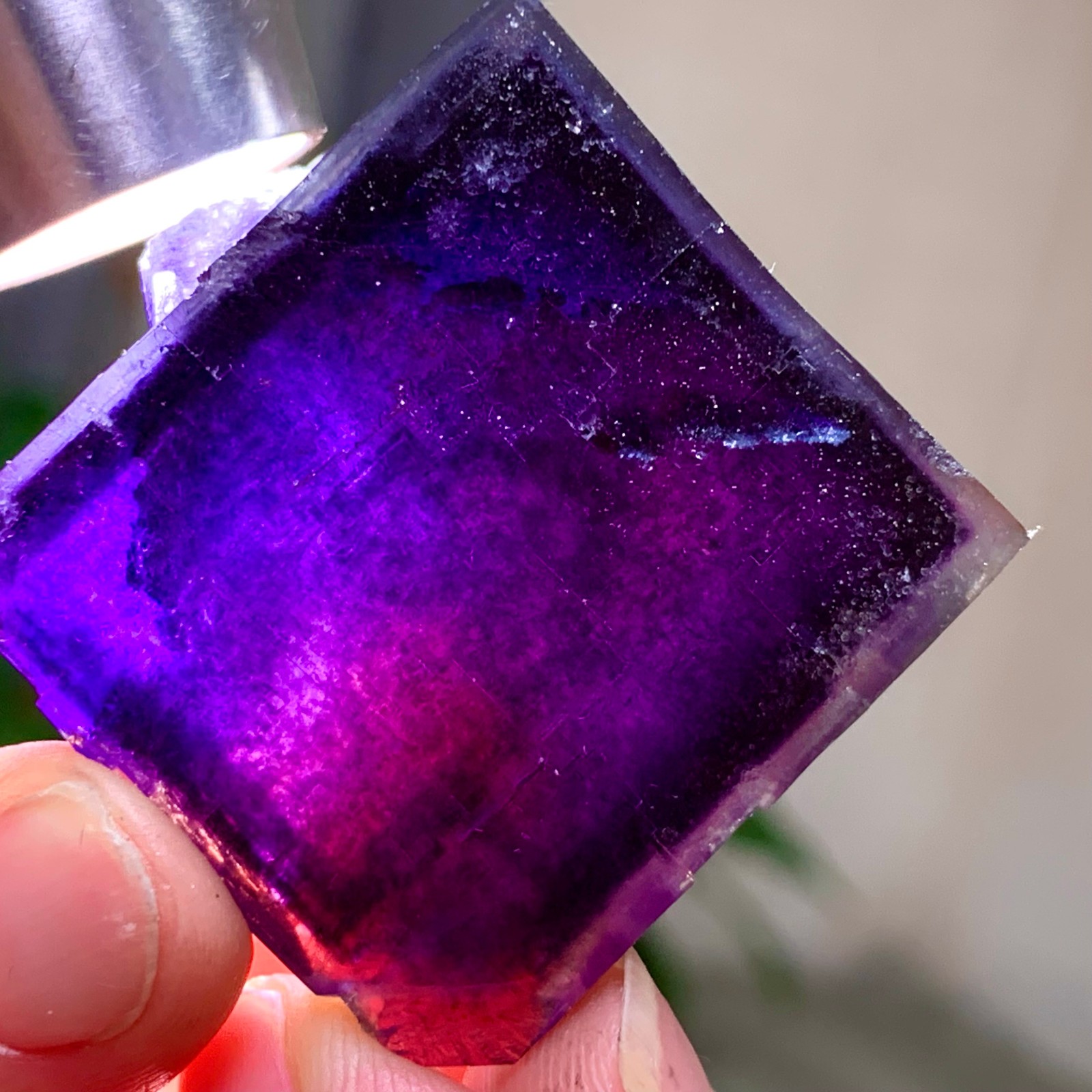 59G Inner Mongolia Natural Fluorite Purple Edged Cube Crystal Mineral Specimen