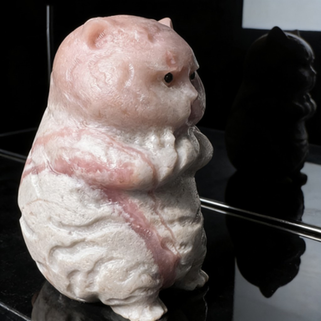 2.8inNatural Pink Opal ‘Fang ErBao’ Cat Figurine – Healing Crystal Home Decor
