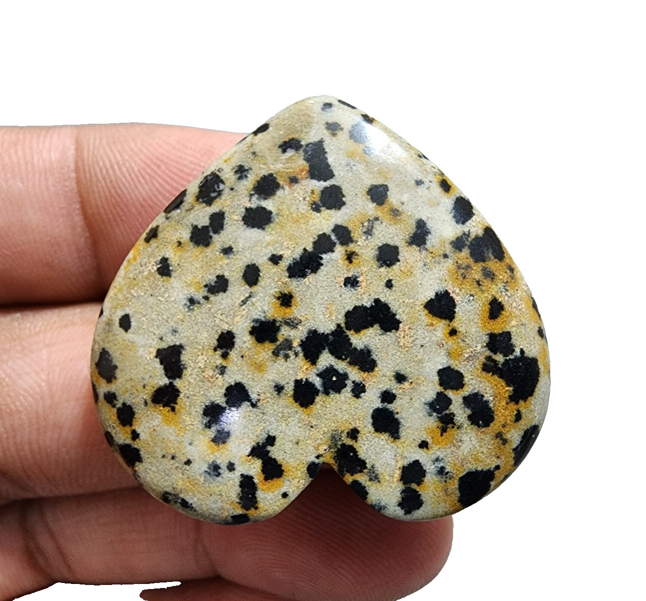 87 Crt Excellent Dalmatian Jasper Heart Shape Ethical Gemstone Cabochon Jewelry