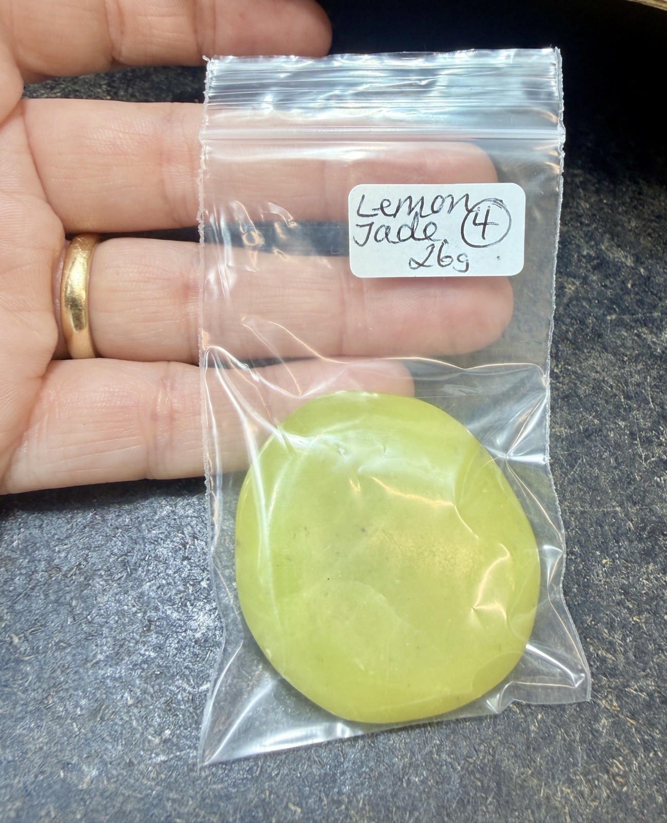 Crystal Lemon Jade Palm Stone Flat Healing Spiritual Collect yellow pocket 25g 4