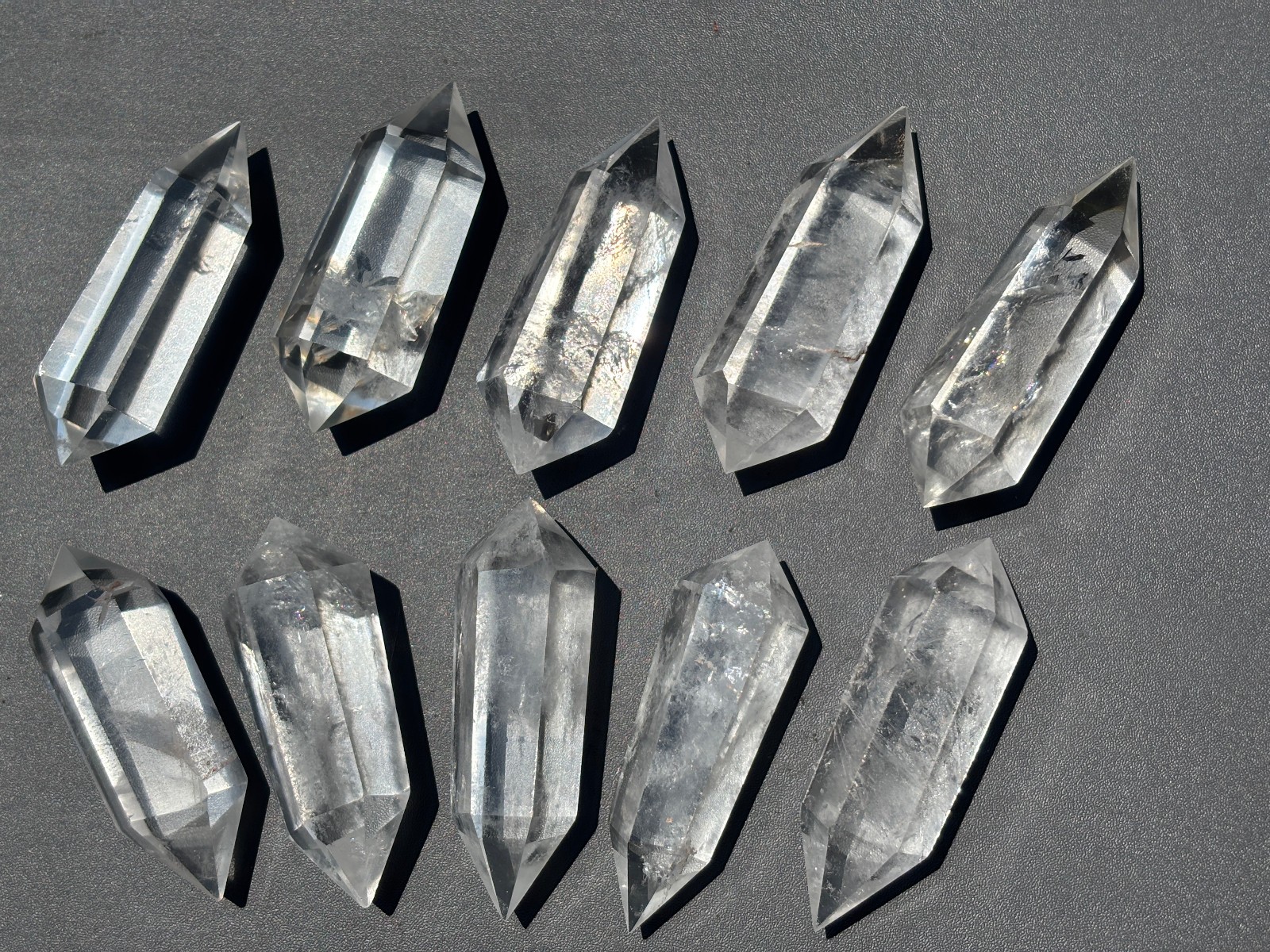 10pcs Bulk Clear Quartz Crystal Point Wand AAA+ Double Terminated Obelisk