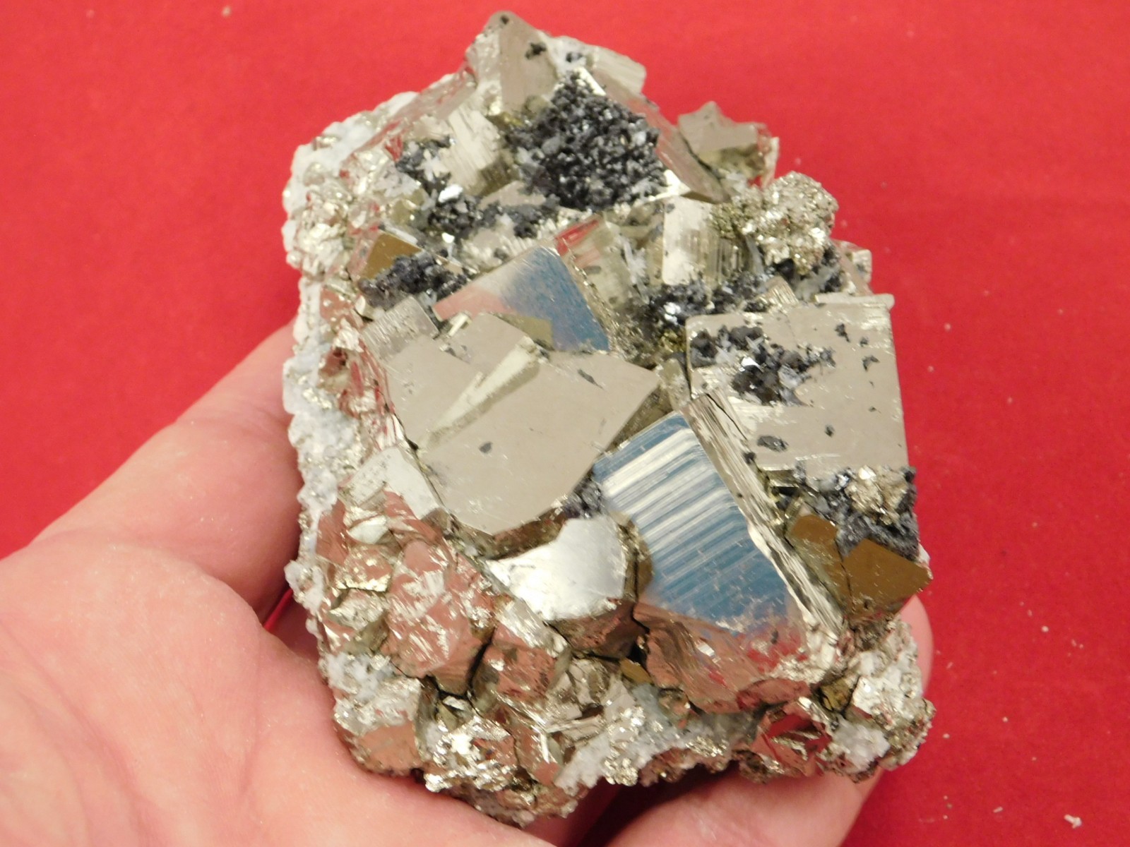 Big! PYRITE Crystal CUBE Cluster with Sphalerite Peru 468gr