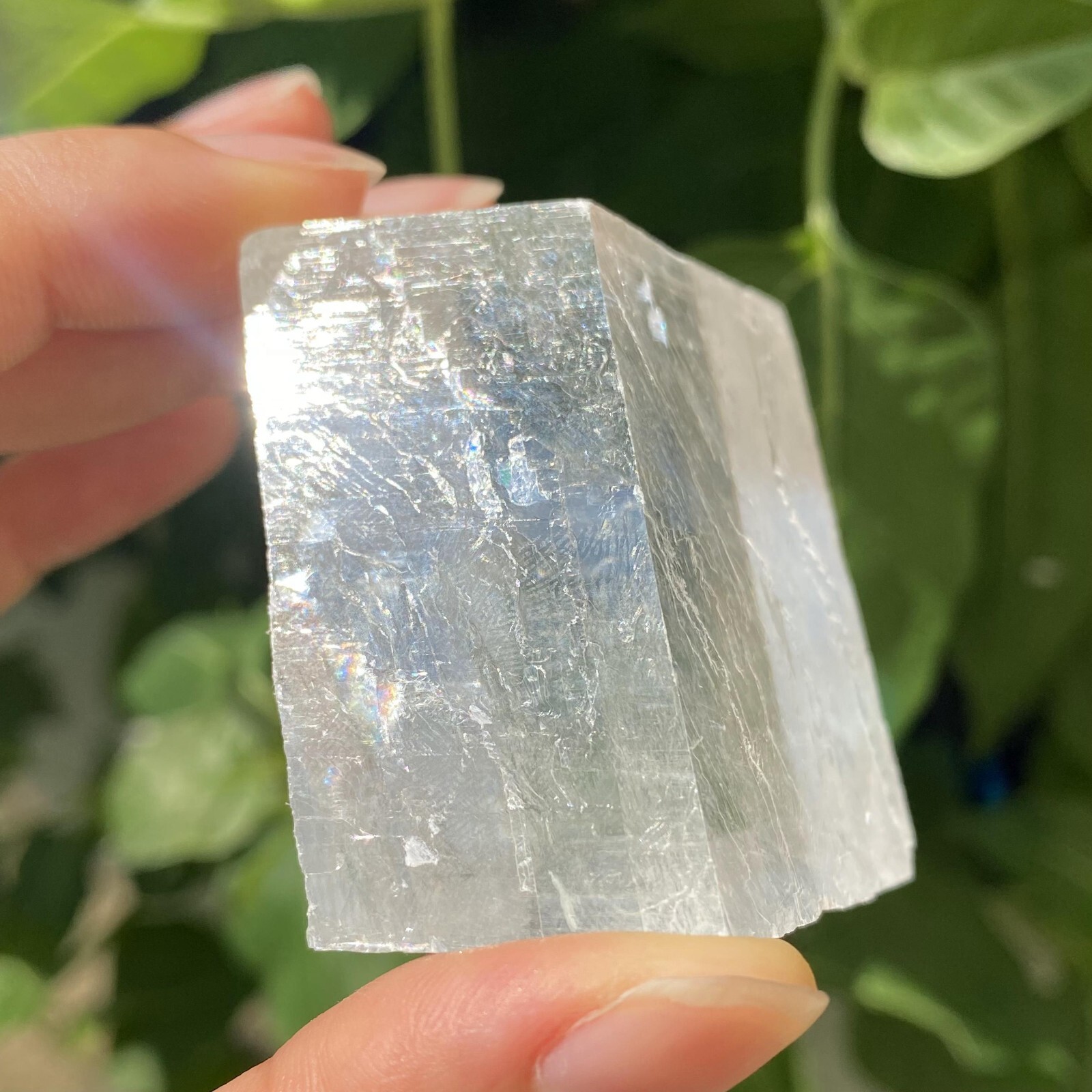 102g Natural Rainbow White Calcite Cube Specimen Crystal Quartz Healing Reiki
