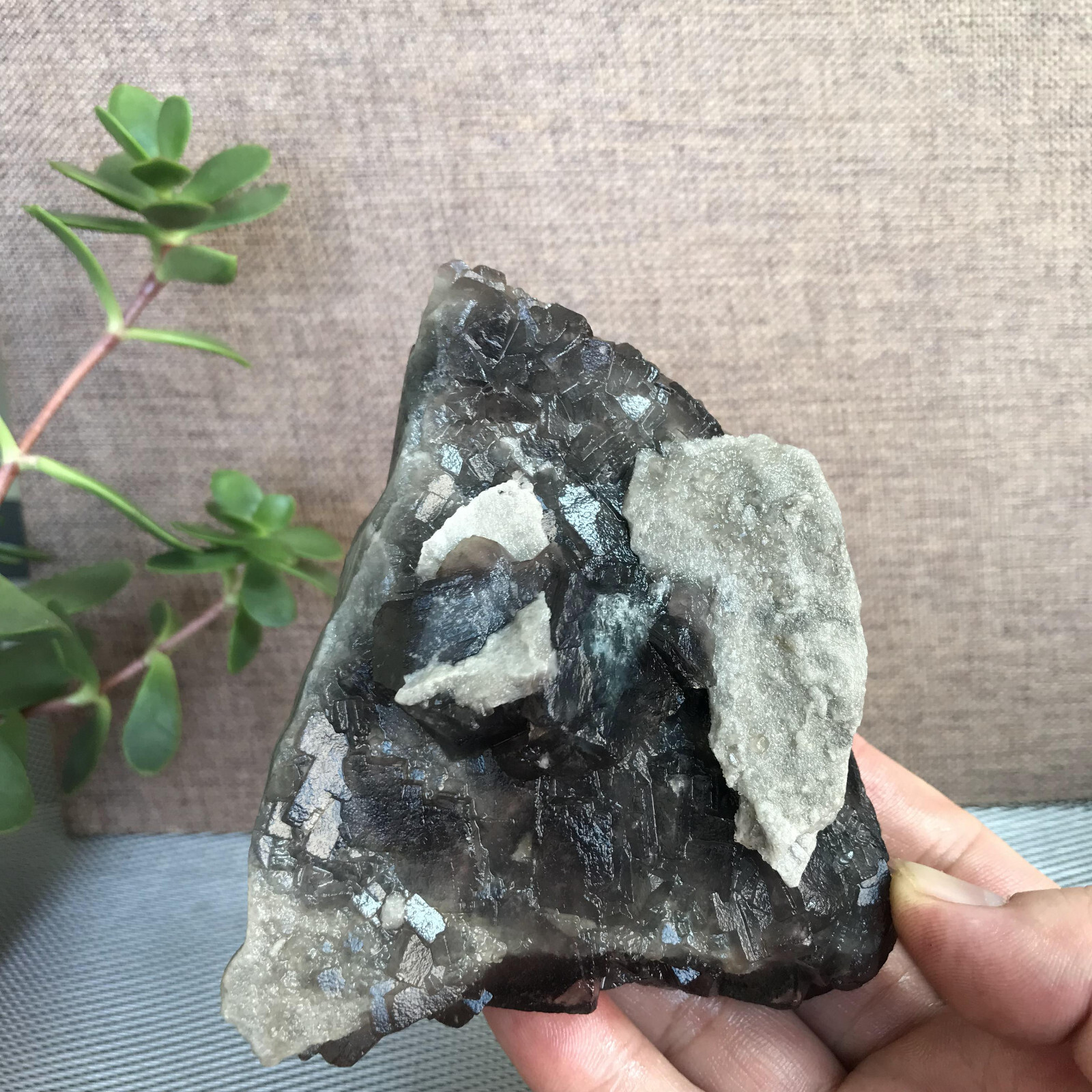112mm NATURAL Grey Cubic FLUORITE Crystal Cluster Mineral Specimen 552g A1283
