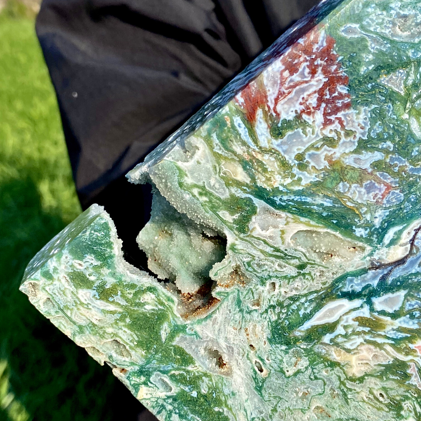 7.73LB Natural green moss agate quartz crystal obelisk aura healing