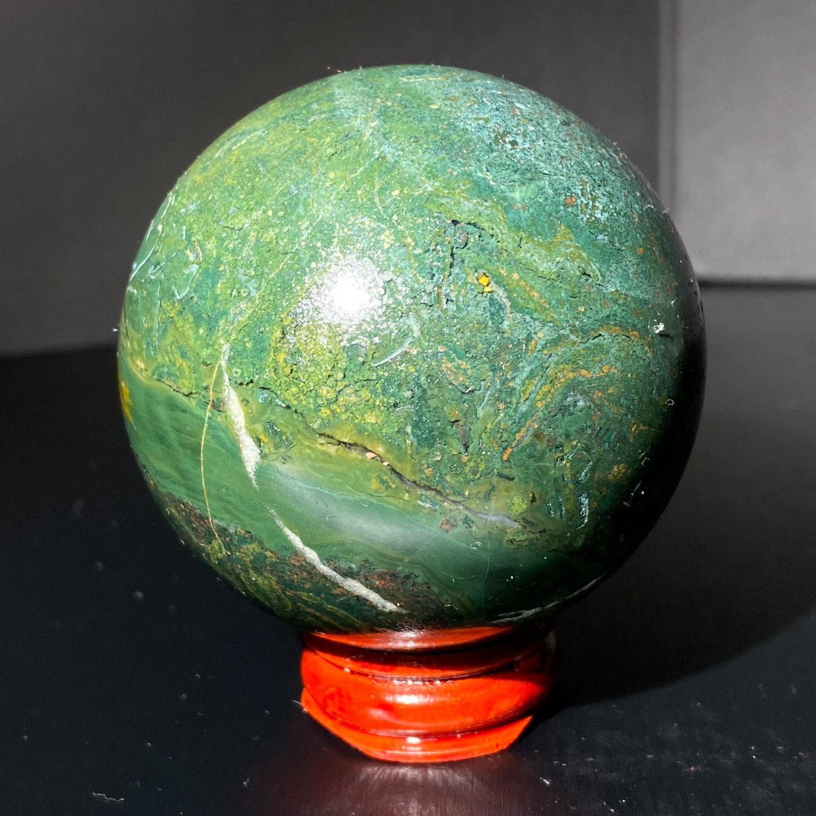 335G Natural Ocean Jasper Ball Crystal Sphere Mineral Specimen Energy Healing