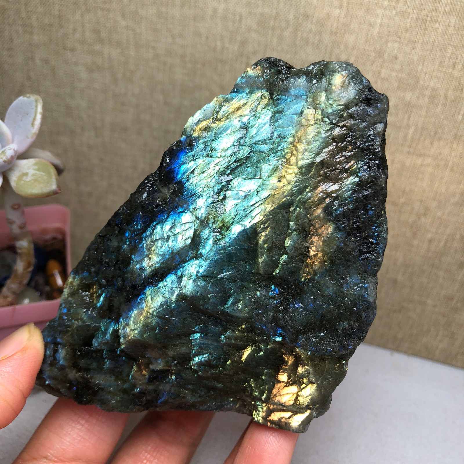 88mm Natural Labradorite Crystal gemstone rough original Specimen 424g A2629