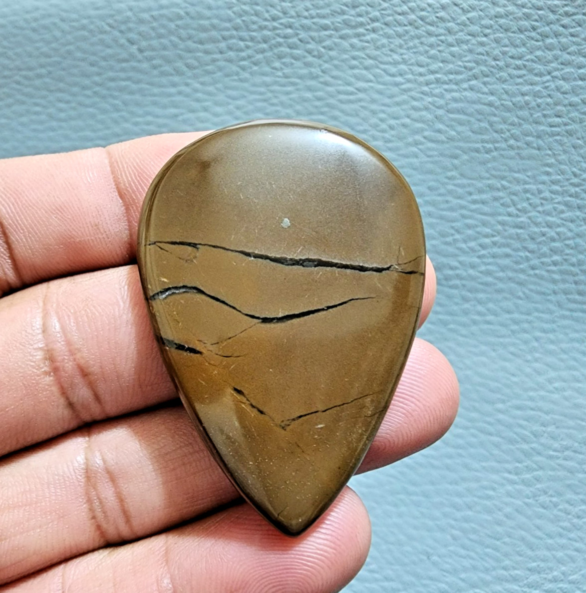 89 Crt Dragon Stone Coffee Color Septarian Crystal Pear Shape Gemstone Cabochon
